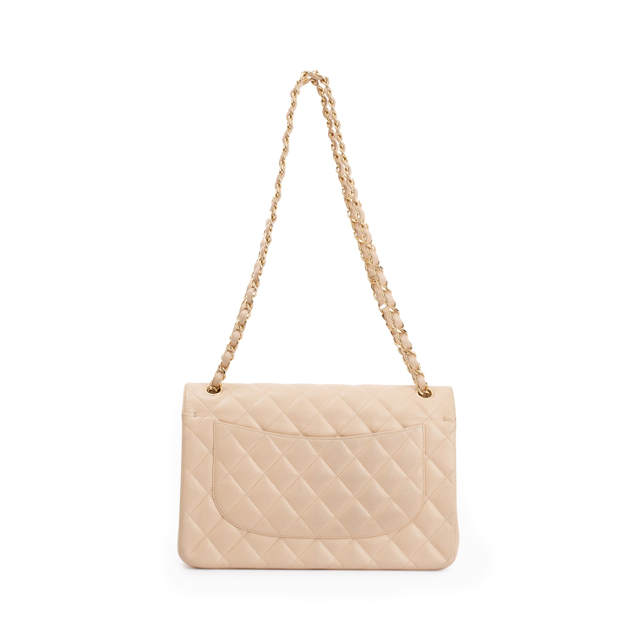 Chanel Beige Caviar Classic Jumbo Double Flap Bag w/Box