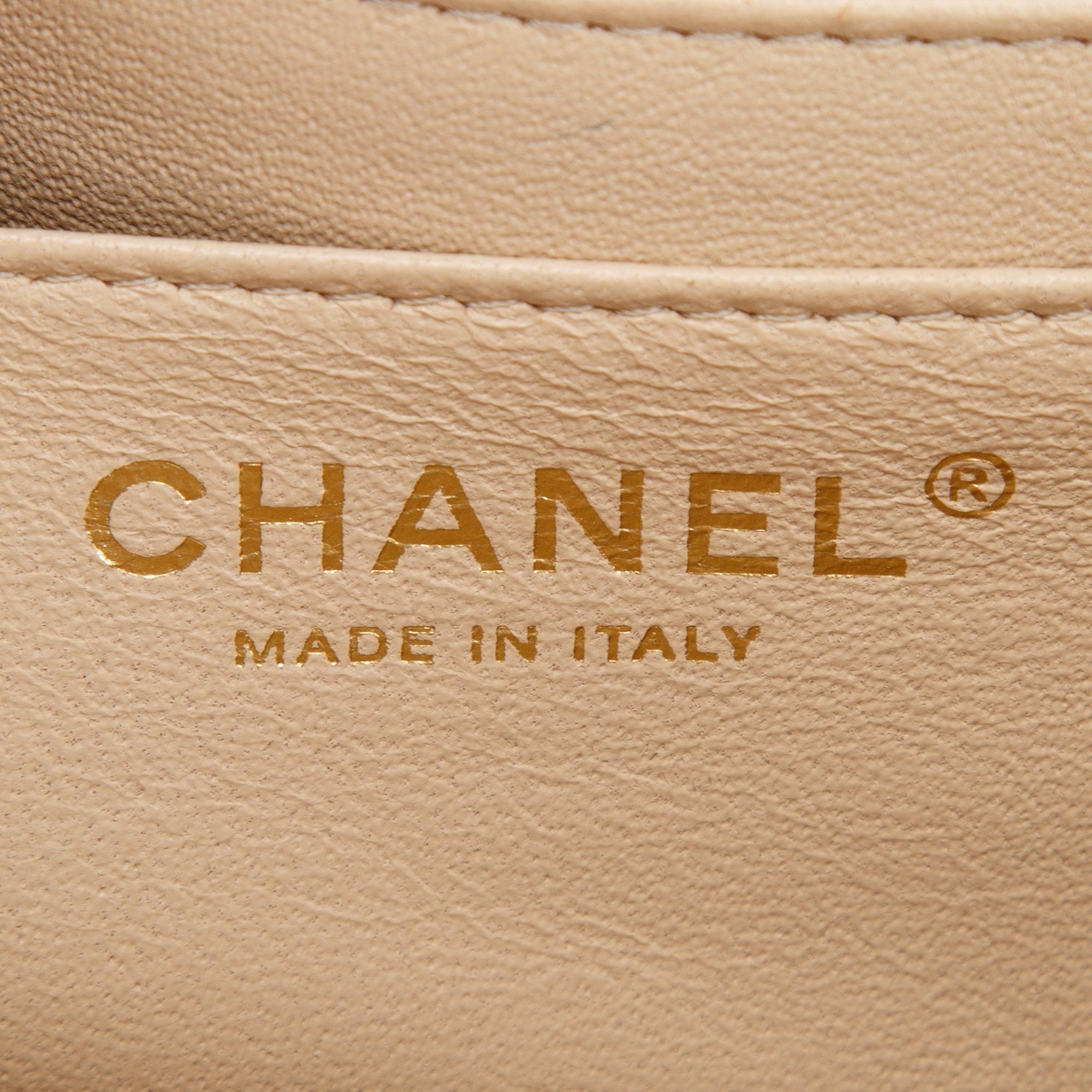 Chanel Beige Caviar Classic Jumbo Single Flap Bag w/ Authenticity Card