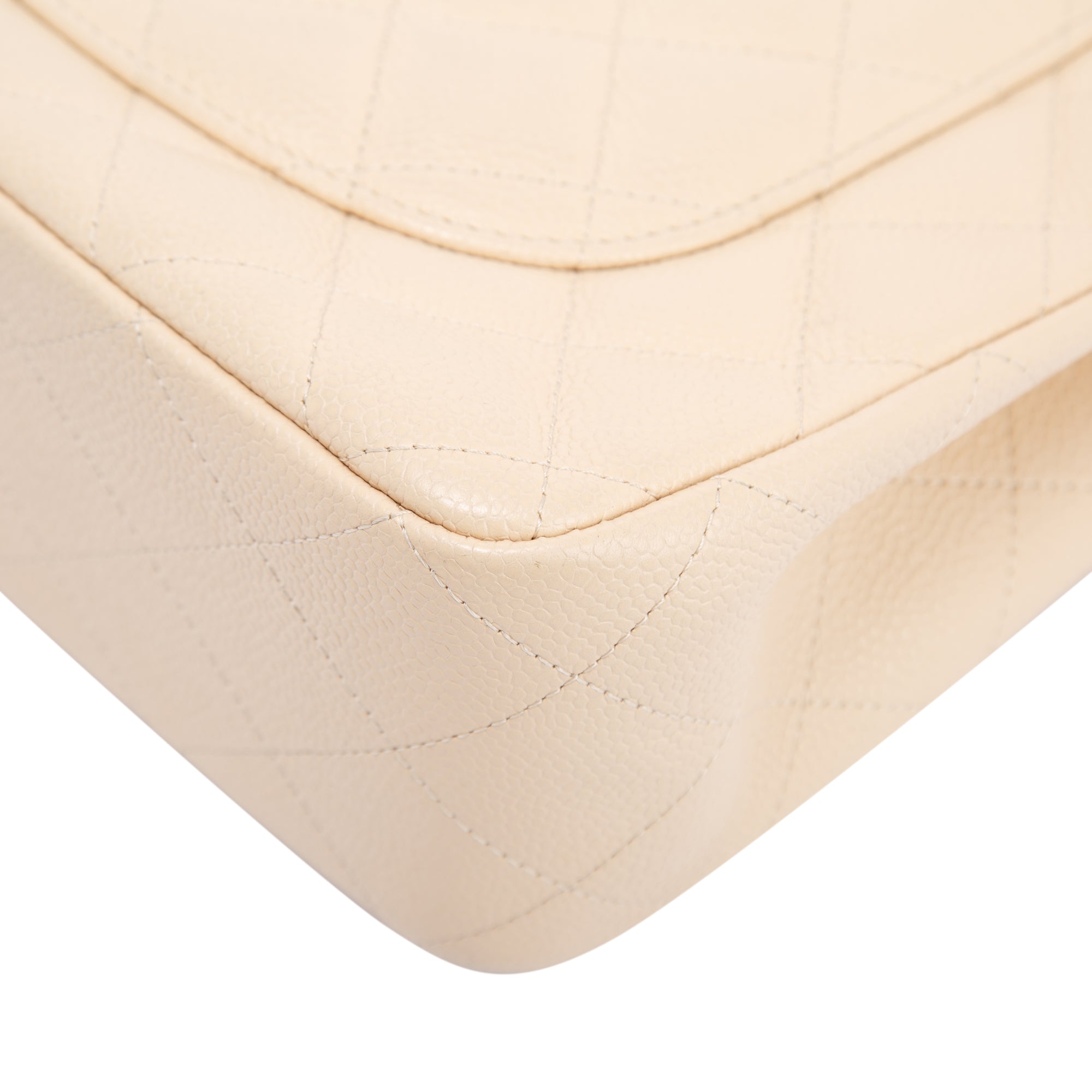 Chanel Beige Caviar Classic Jumbo Single Flap Bag w/ Authenticity Card