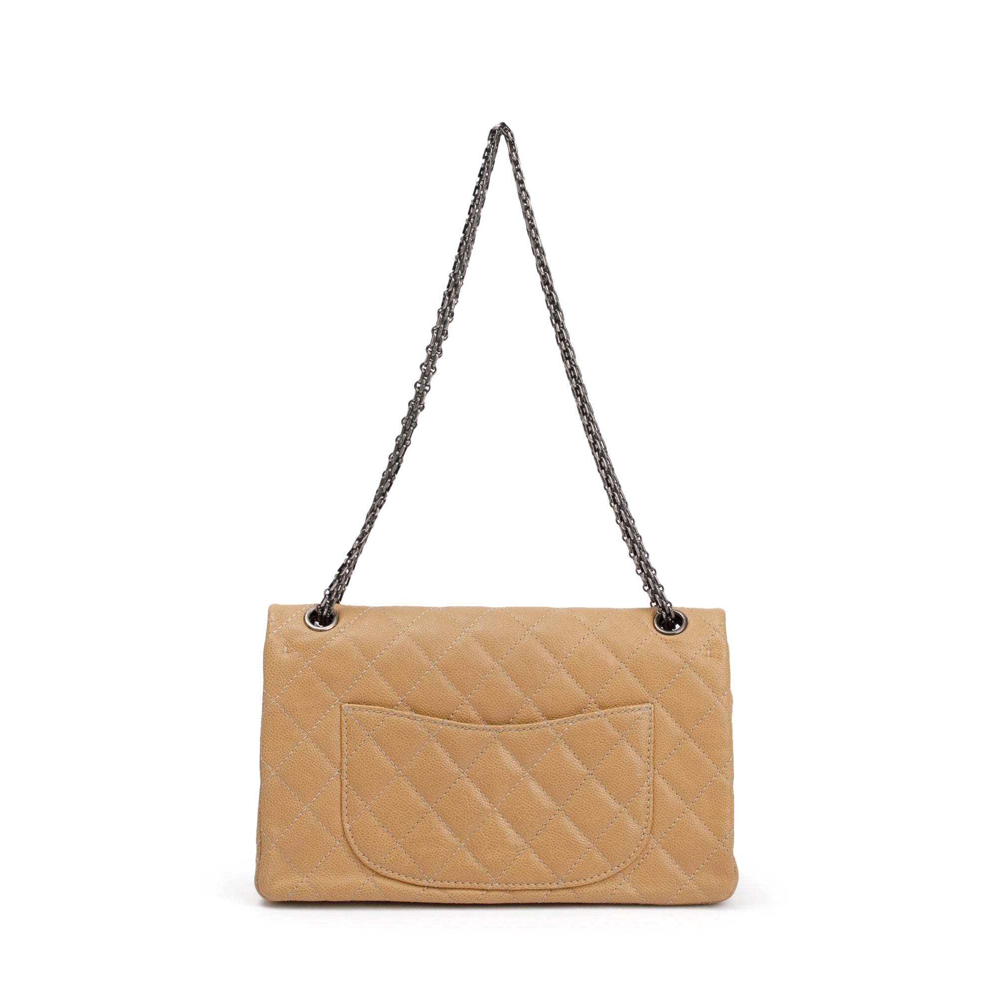 Chanel Beige Caviar Leather 2.55 Reissue 226 Double Flap Bag w/ Box & Authenticity Card