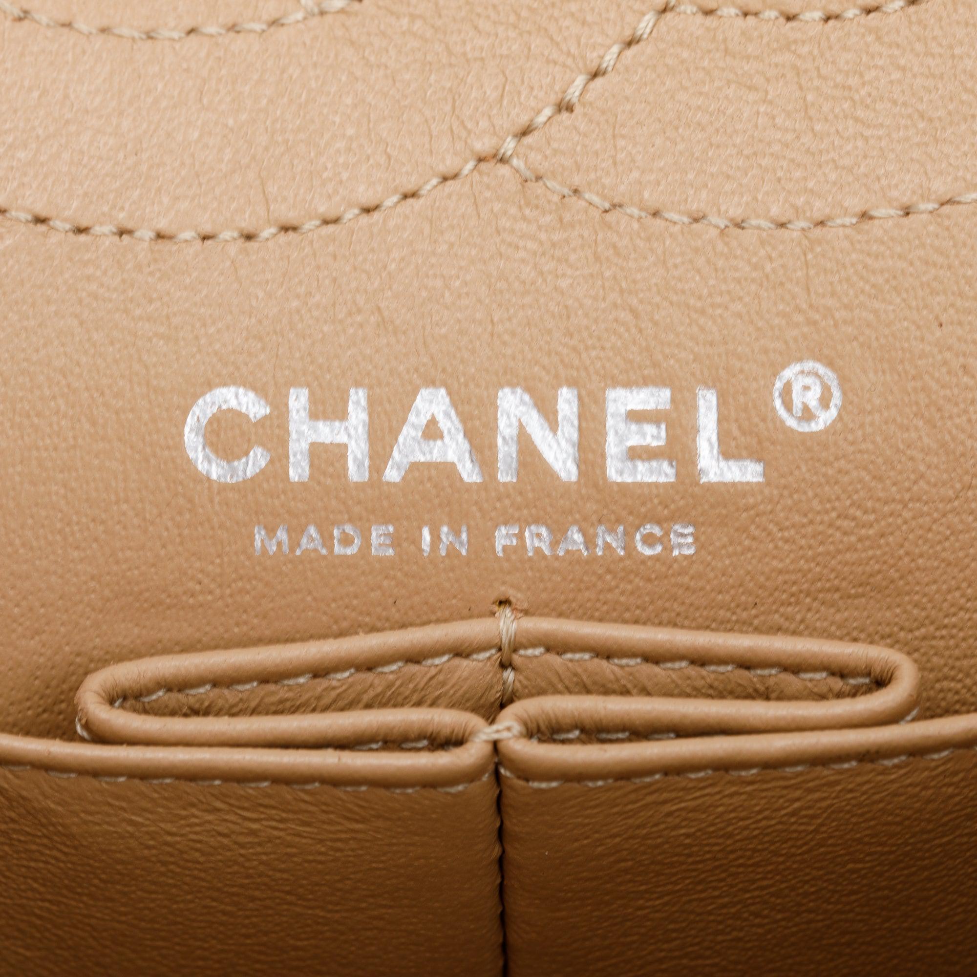 Chanel Beige Caviar Leather 2.55 Reissue 226 Double Flap Bag w/ Box & Authenticity Card