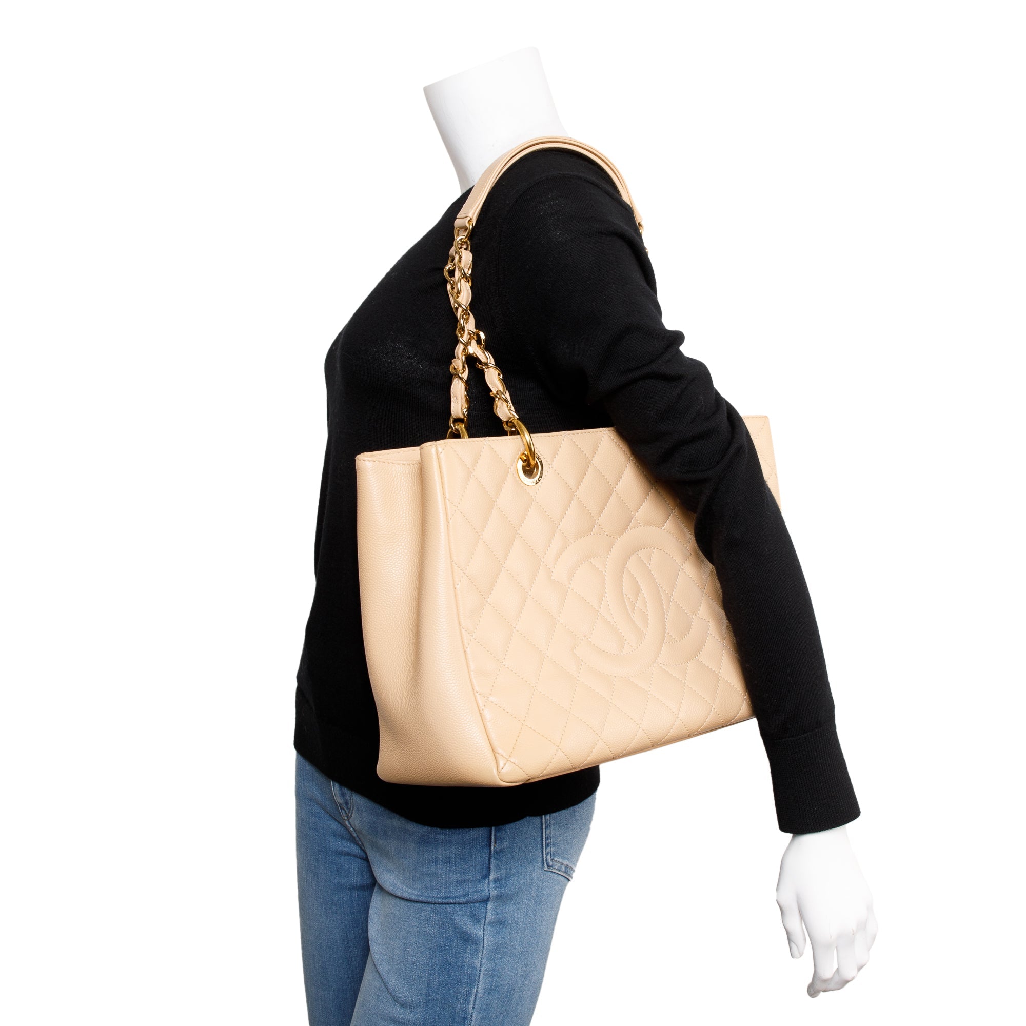 Chanel Beige Caviar Leather Grand Shopping Tote (GST)