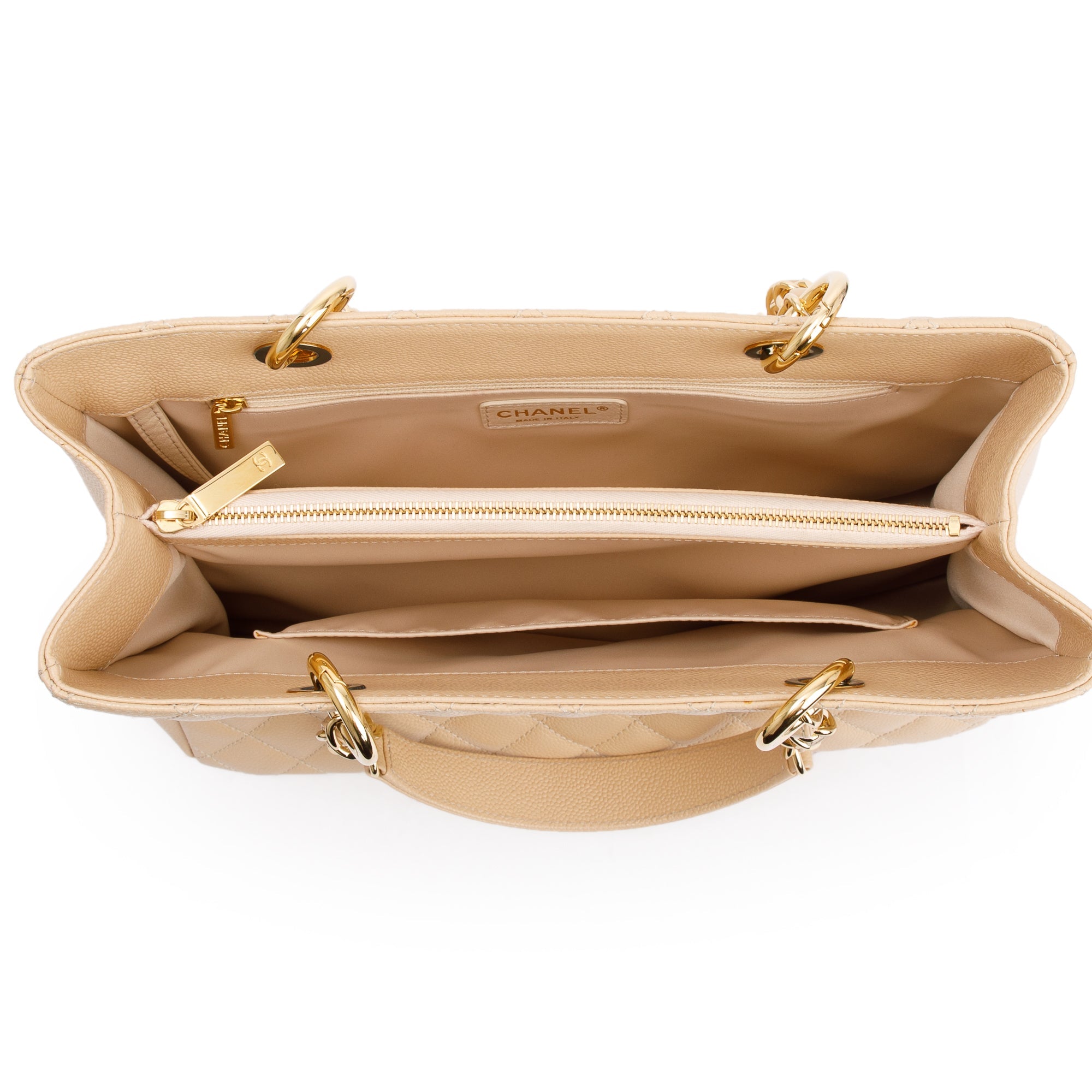 Chanel Beige Caviar Leather Grand Shopping Tote (GST) w/ Authentcity Card