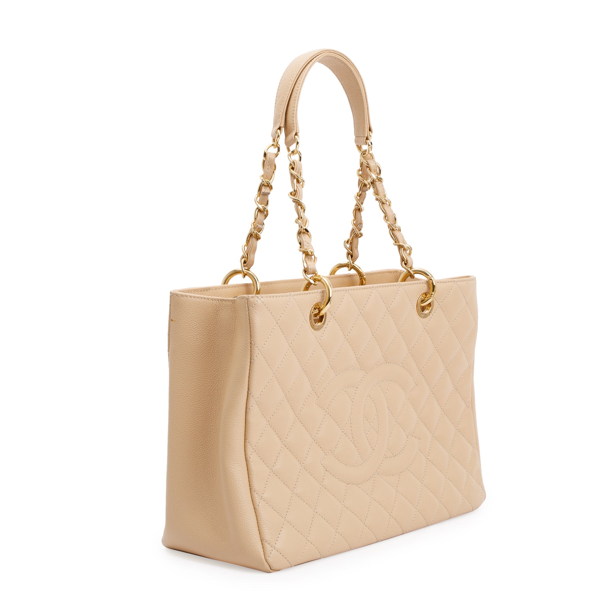 Chanel Beige Caviar Leather Grand Shopping Tote (GST) w/ Authentcity Card