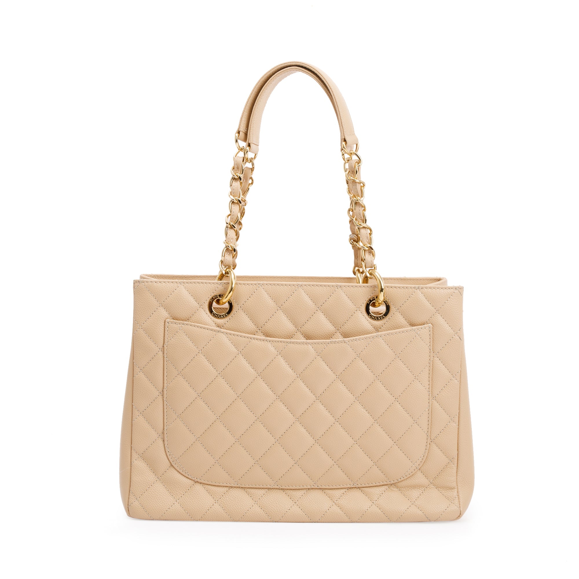 Chanel Beige Caviar Leather Grand Shopping Tote (GST) w/ Authentcity Card
