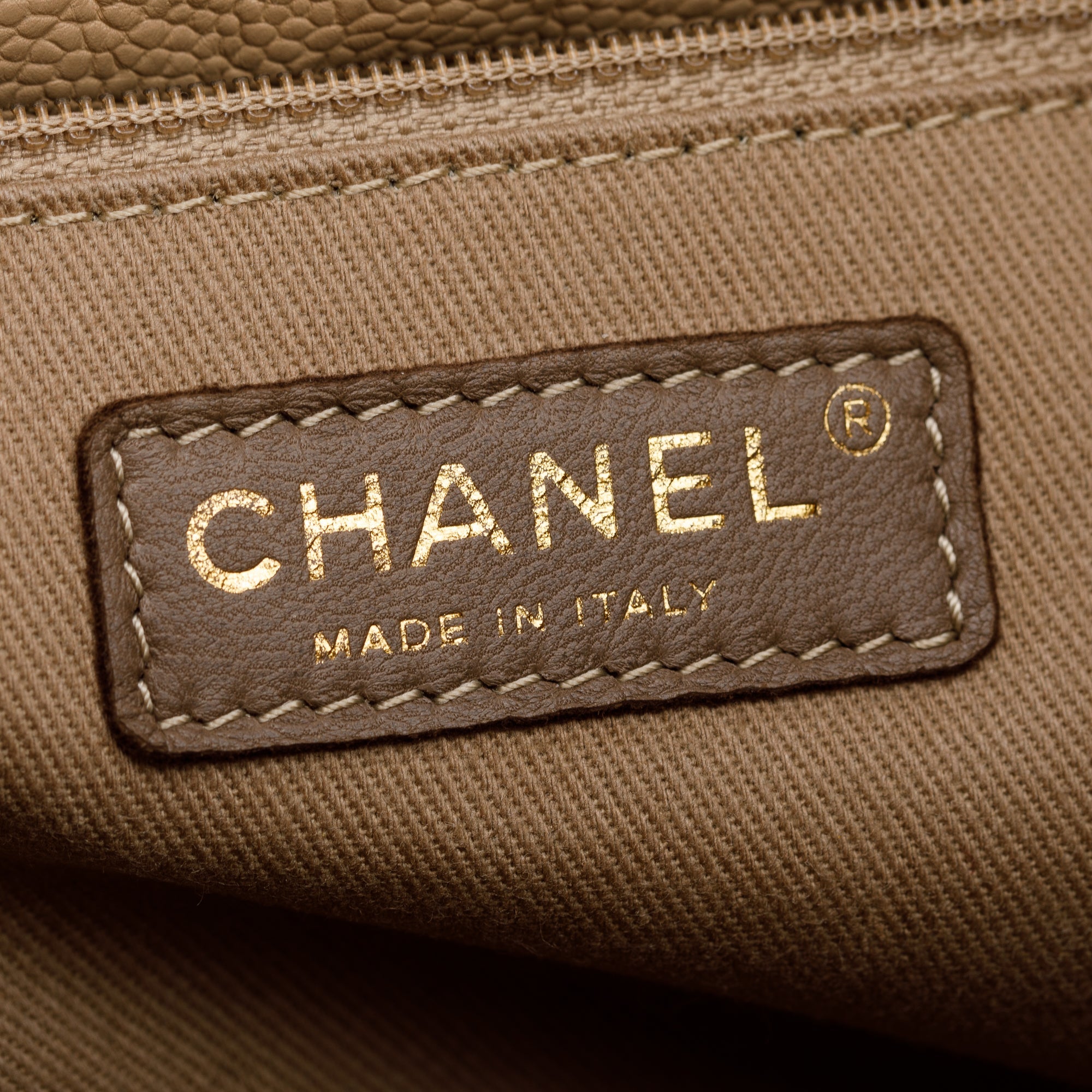 Chanel Beige Caviar Leather Large Reissue Tote w/ Authenticity Card