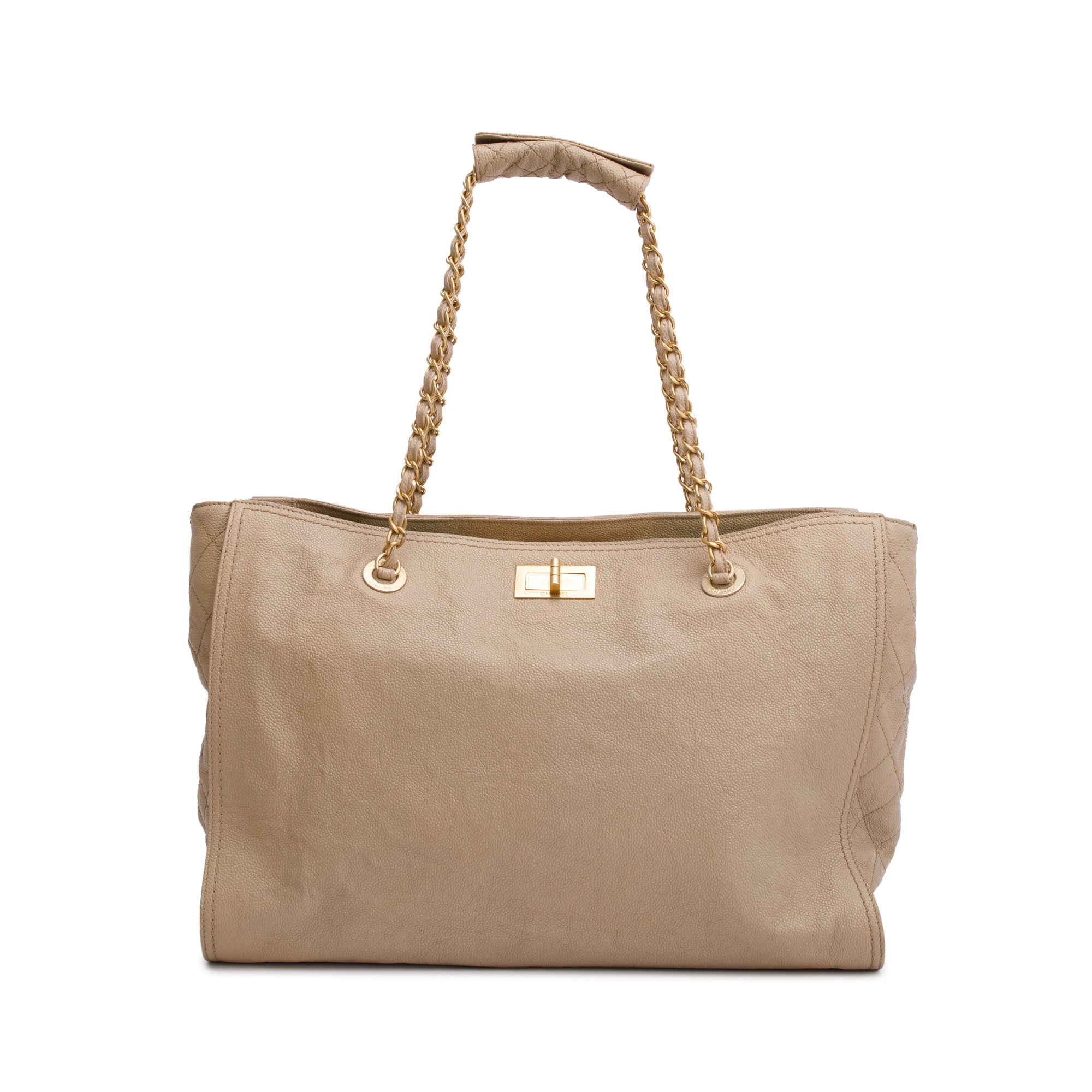 Chanel Beige Caviar Leather Large Reissue Tote w/ Authenticity Card