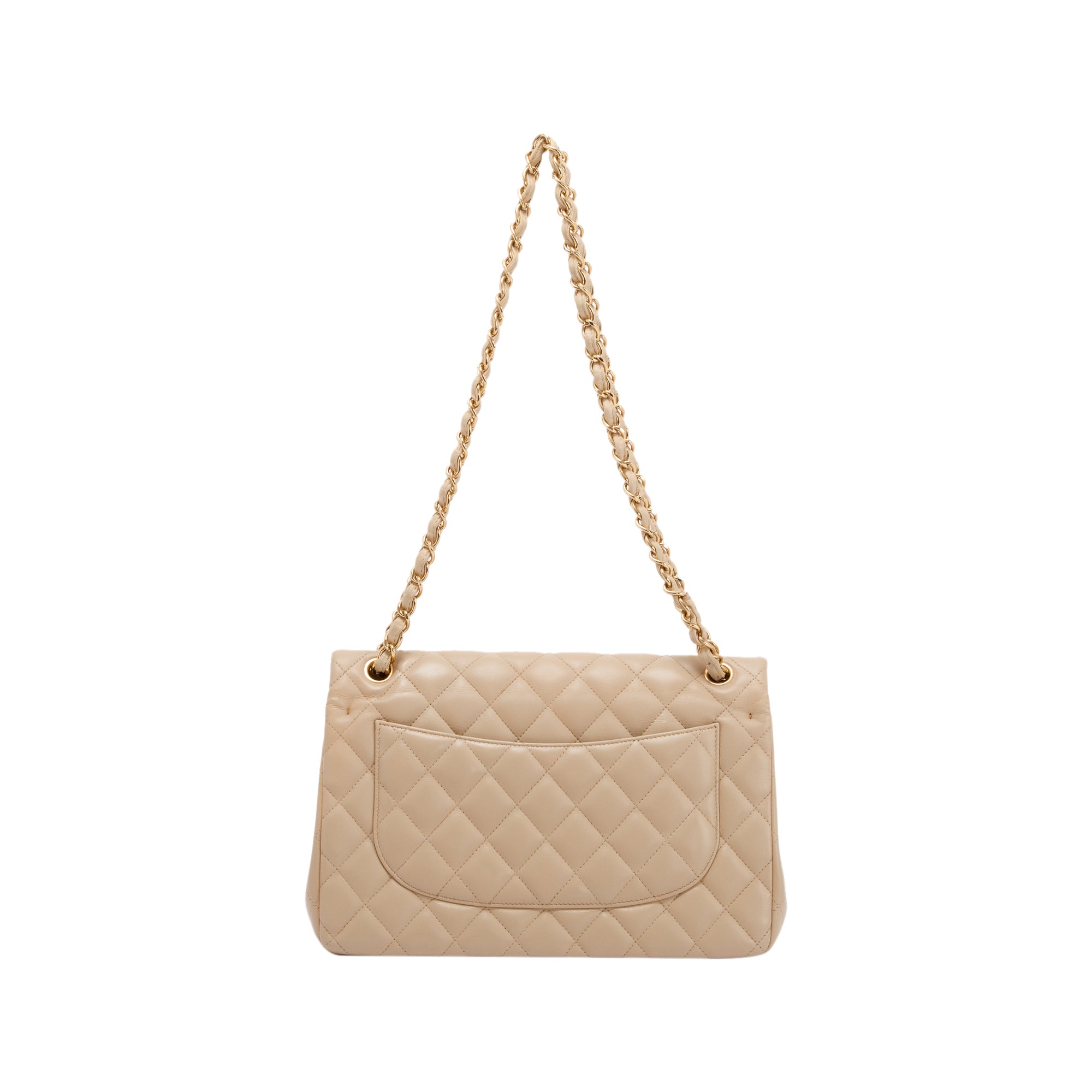 Chanel Beige Lambskin Classic Jumbo Double Flap Bag