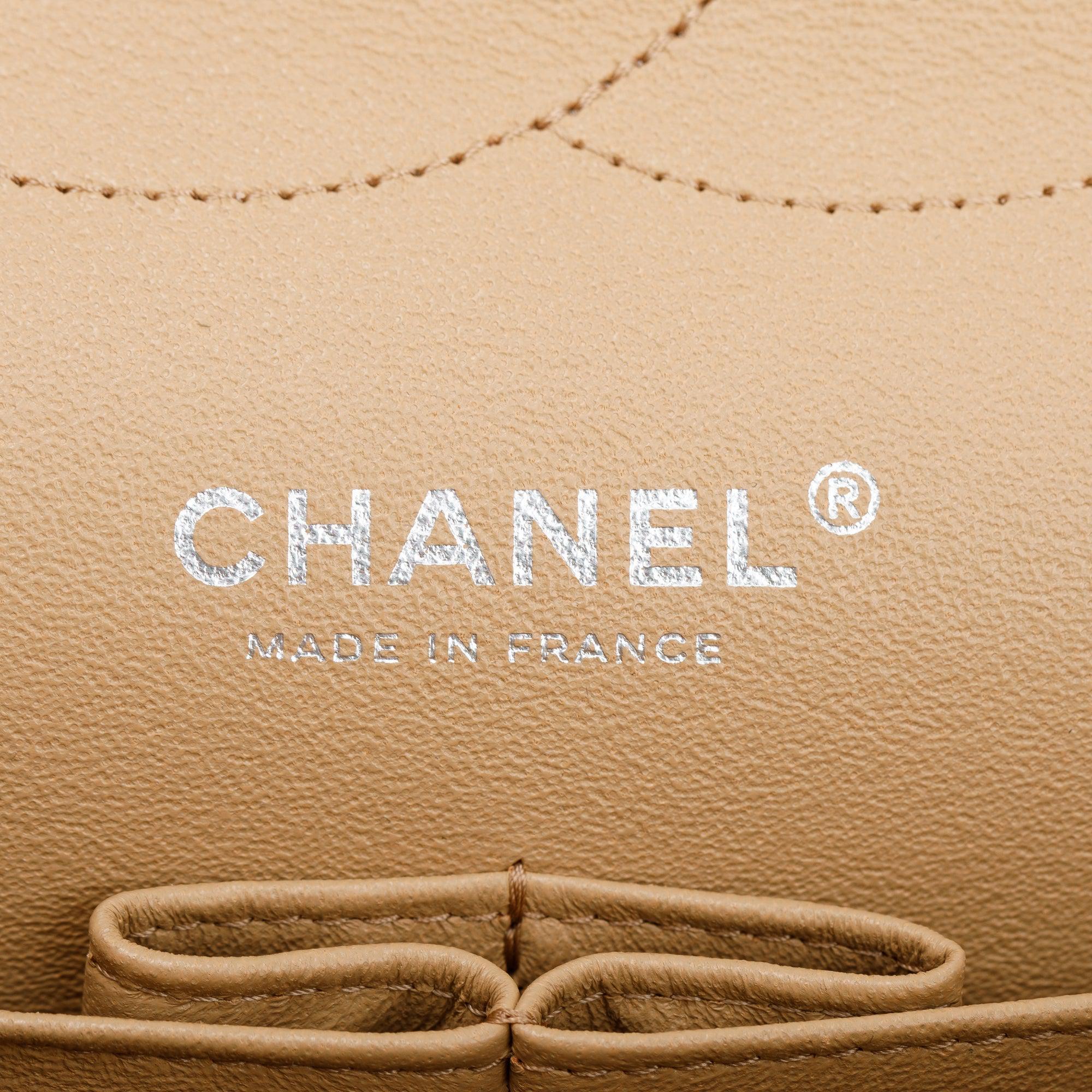 Chanel Beige Lambskin Classic Jumbo Double Flap Bag