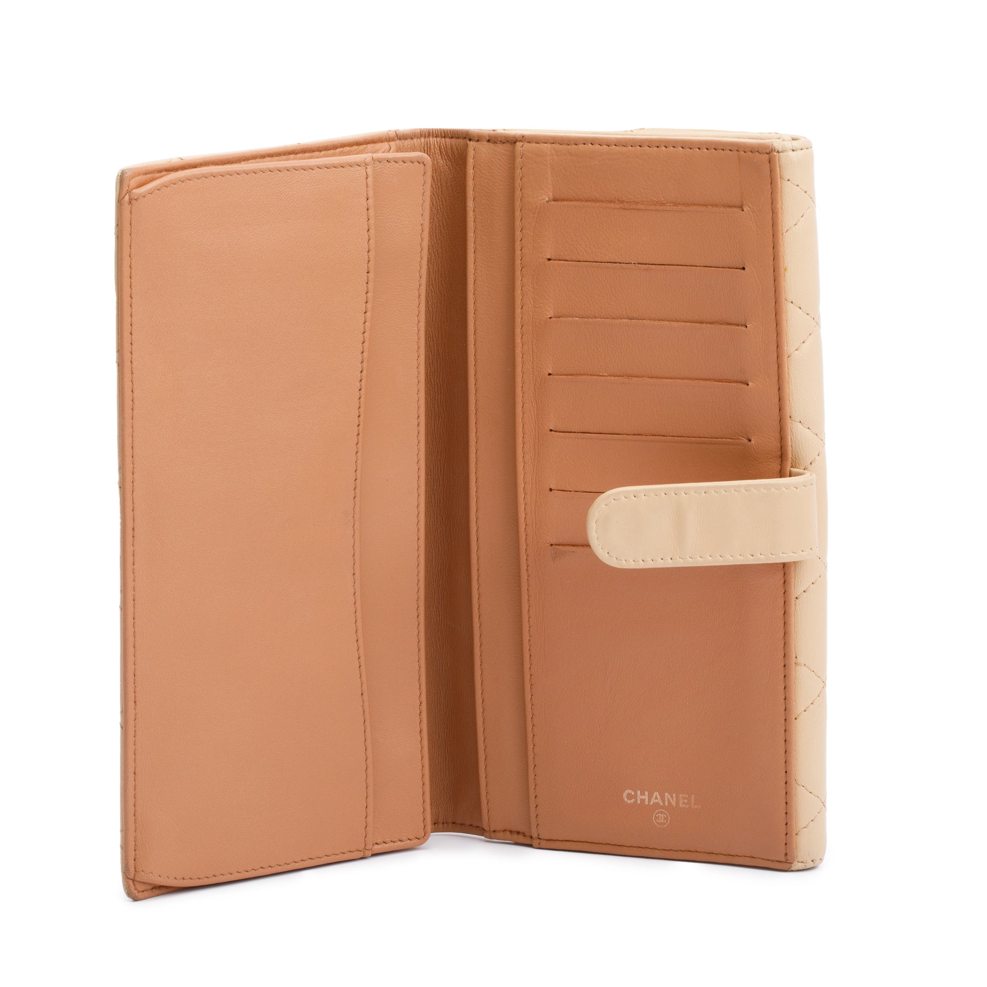 Chanel Beige Lambskin Leather Continental Flap Wallet