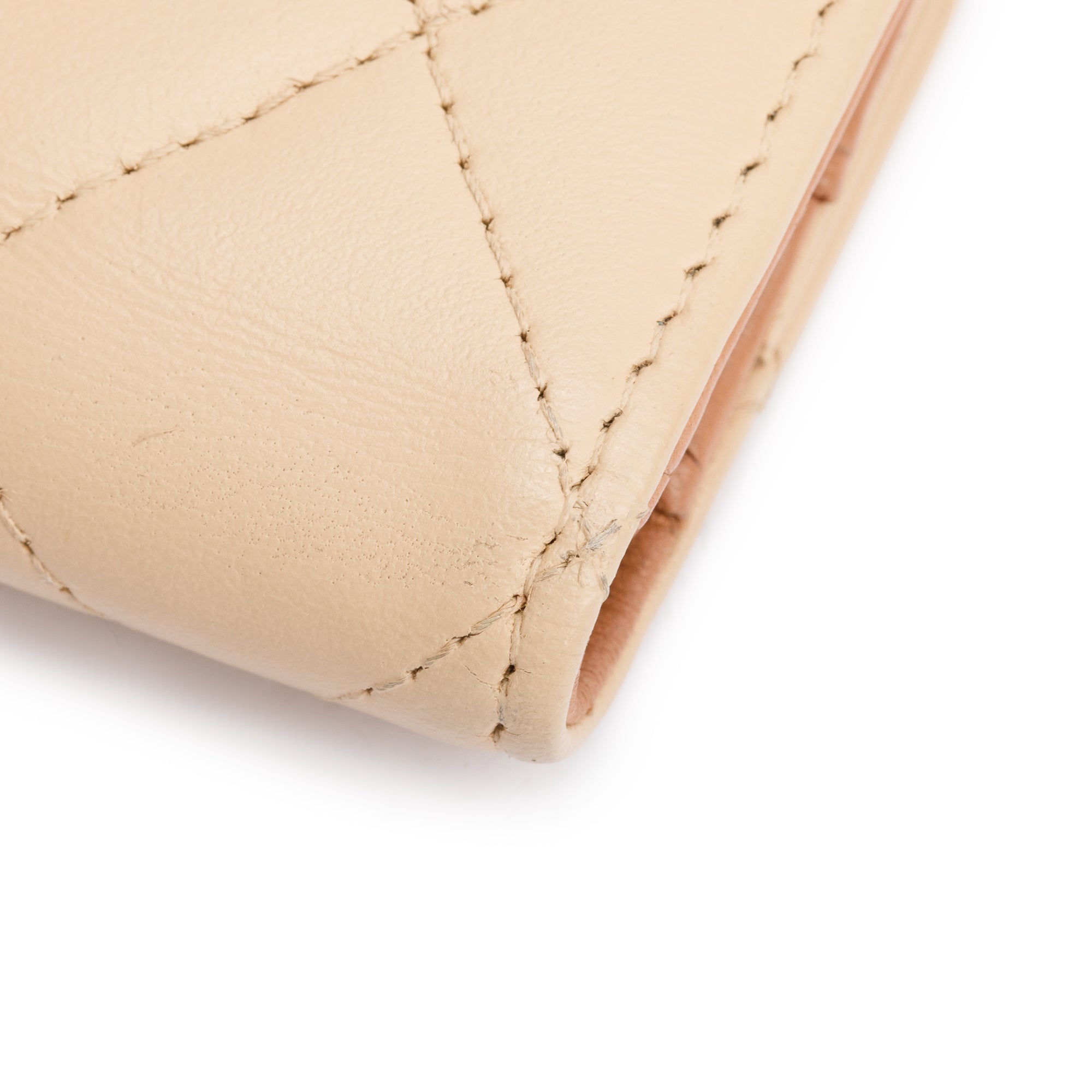 Chanel Beige Lambskin Leather Continental Flap Wallet