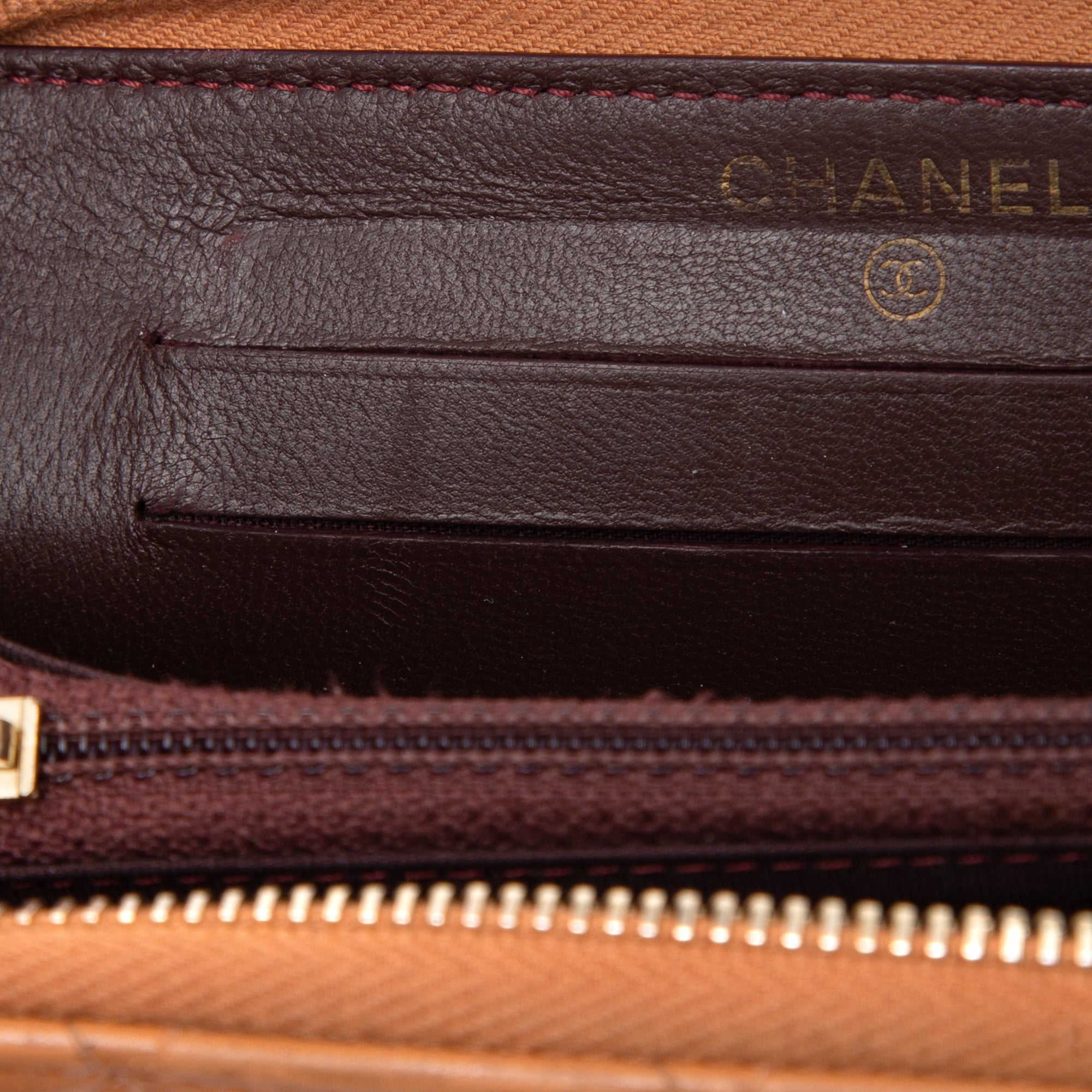 Chanel Beige Lambskin Trendy Zipped Wallet