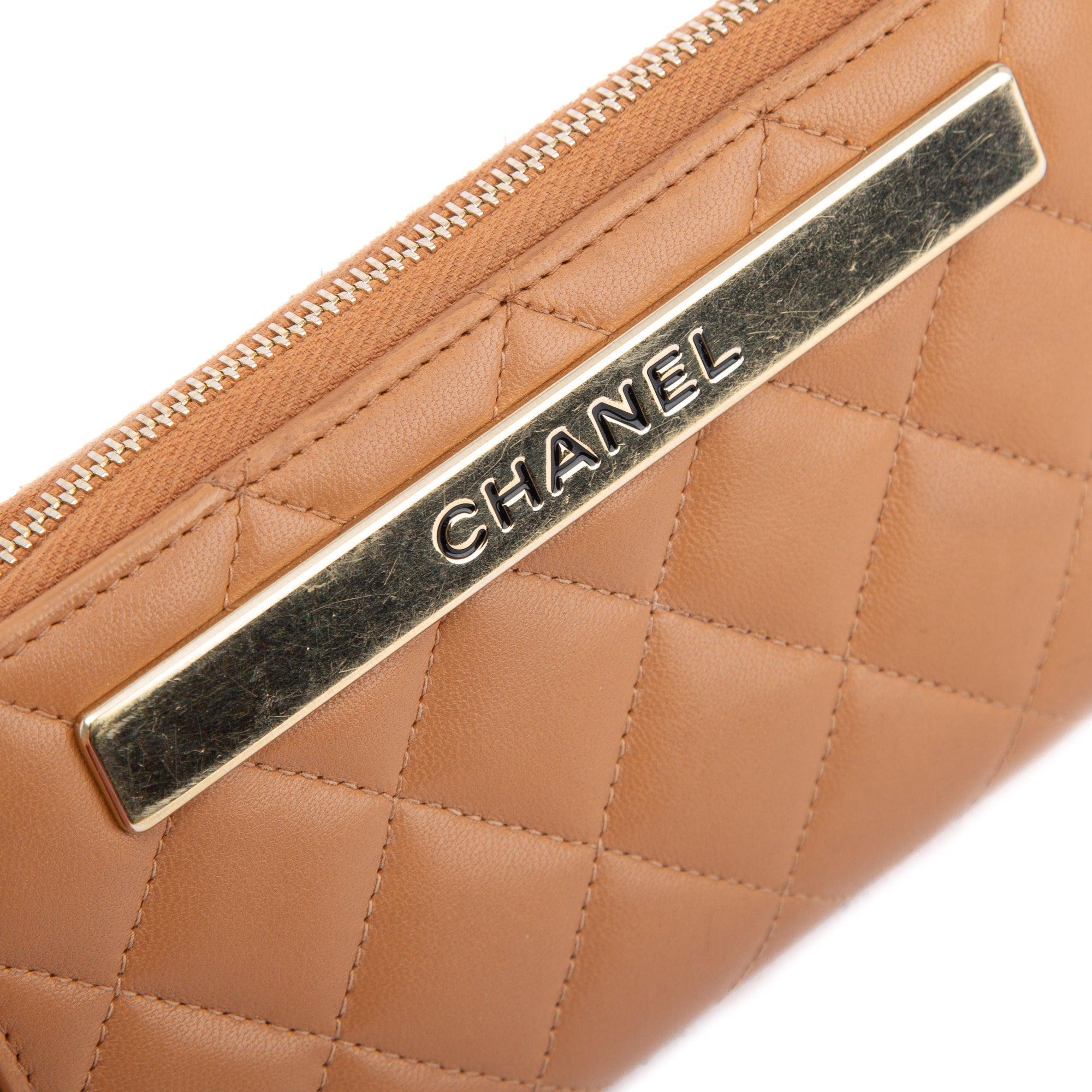 Chanel Beige Lambskin Trendy Zipped Wallet
