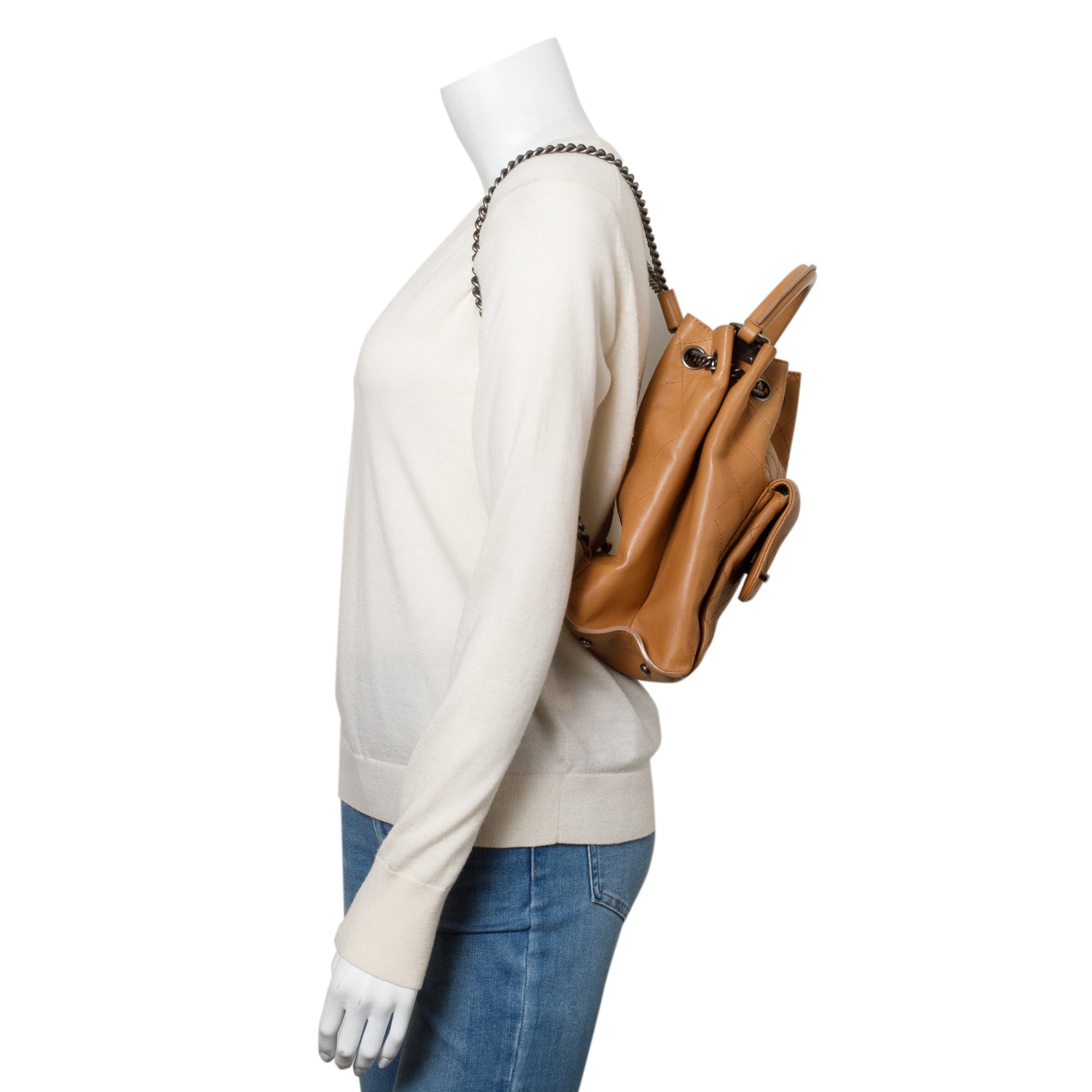 Chanel Beige Quilted Calfskin Leather Medium Urban Luxury Backpack w/ Authenticity Card