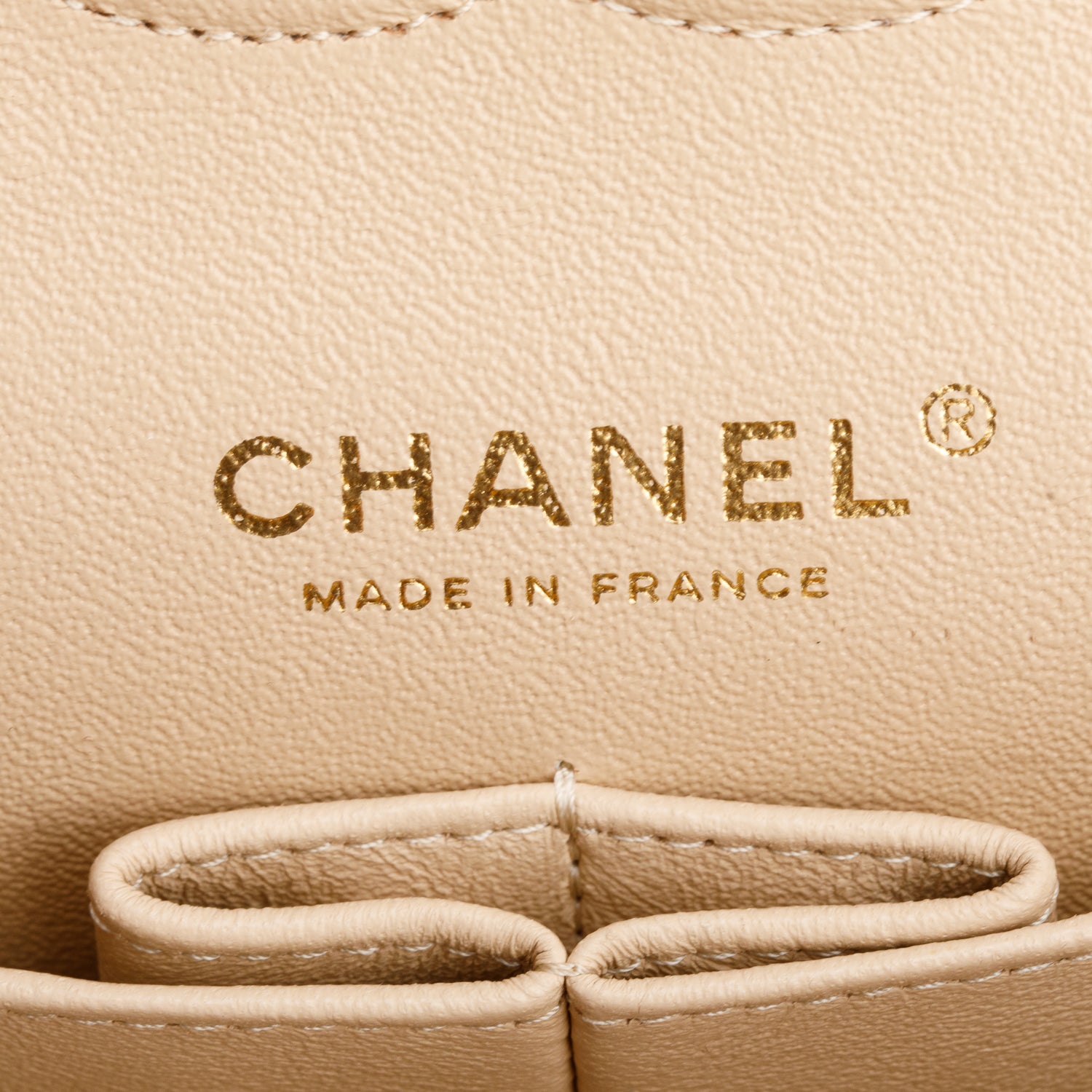 Chanel Beige Quilted Caviar Leather Classic Medium Double Flap Bag w/ Box & Authenticity Card