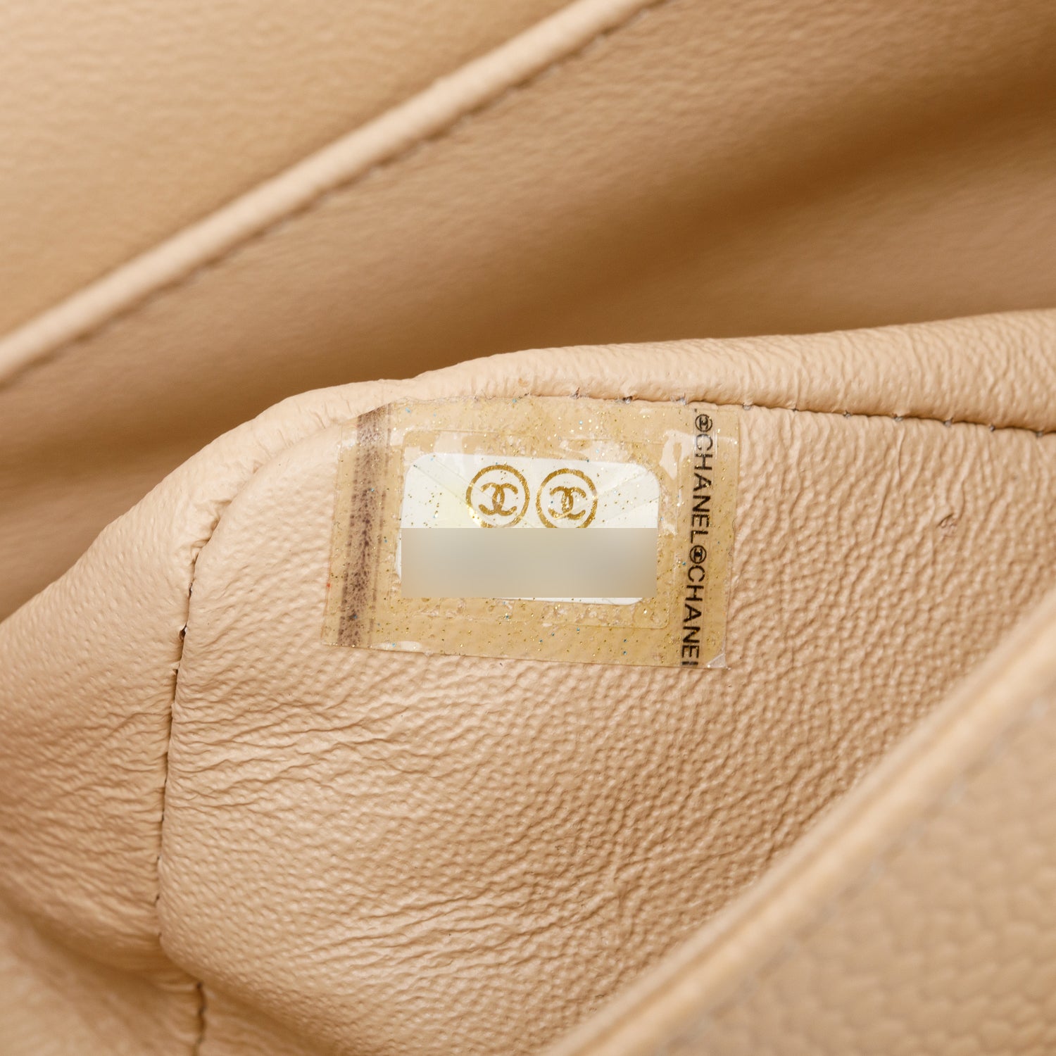 Chanel Beige Quilted Caviar Leather Classic Medium Double Flap Bag w/ Box & Authenticity Card