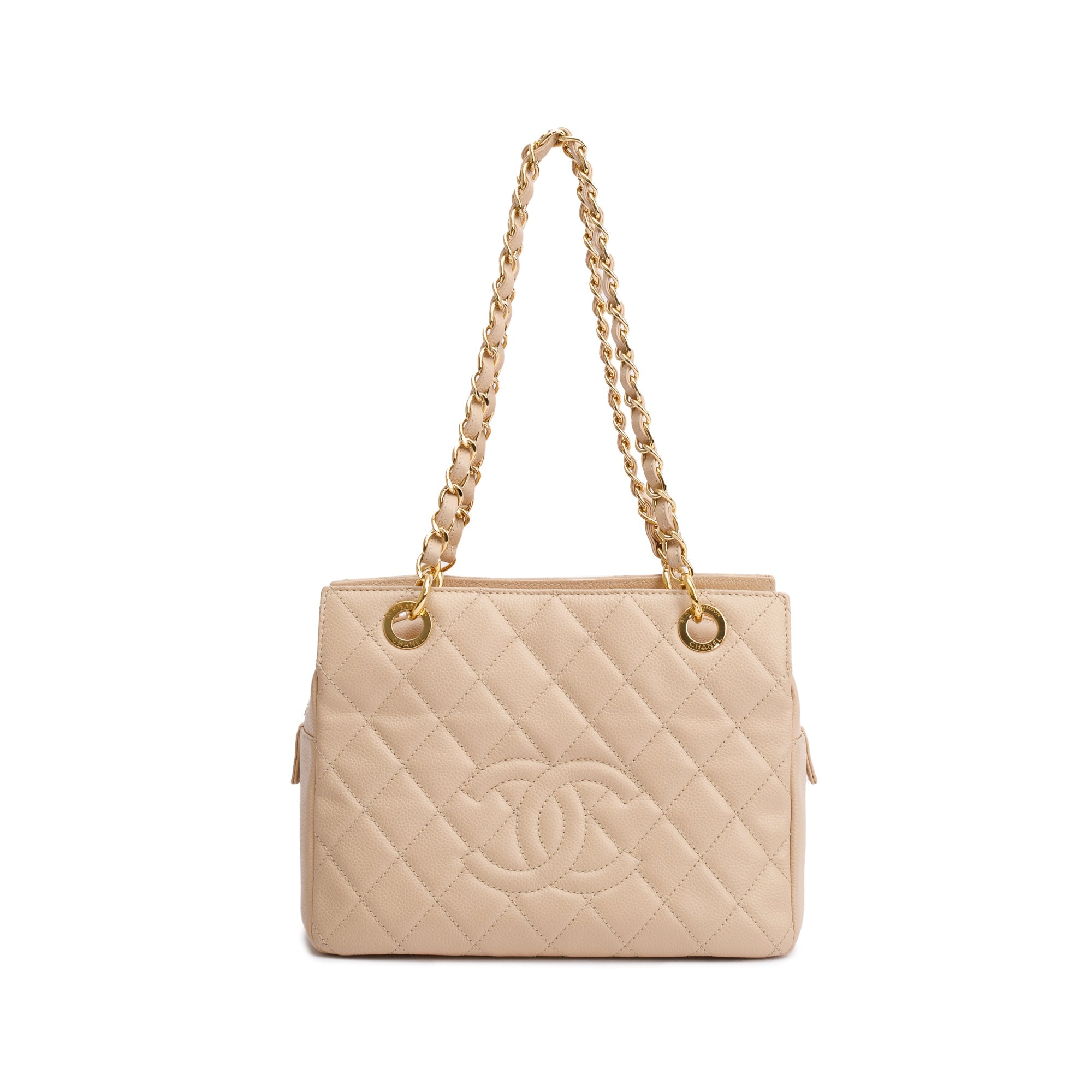 Chanel Beige Quilted Caviar Leather Petit Timeless Tote w/ Box & Authenticity Card