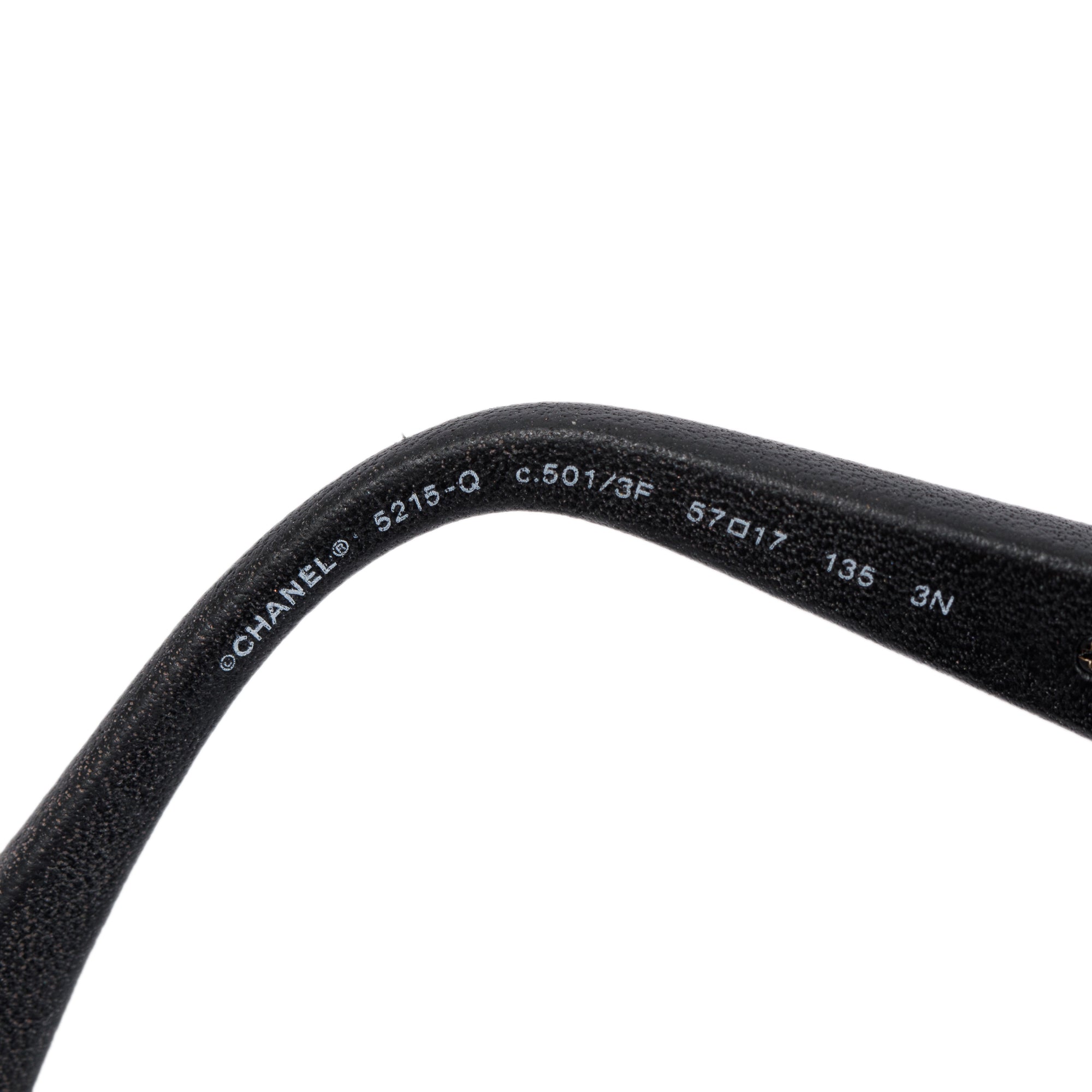 Chanel Black 5215-Q Interlocking CC Leather & Chain Link Sunglasses w/ Case