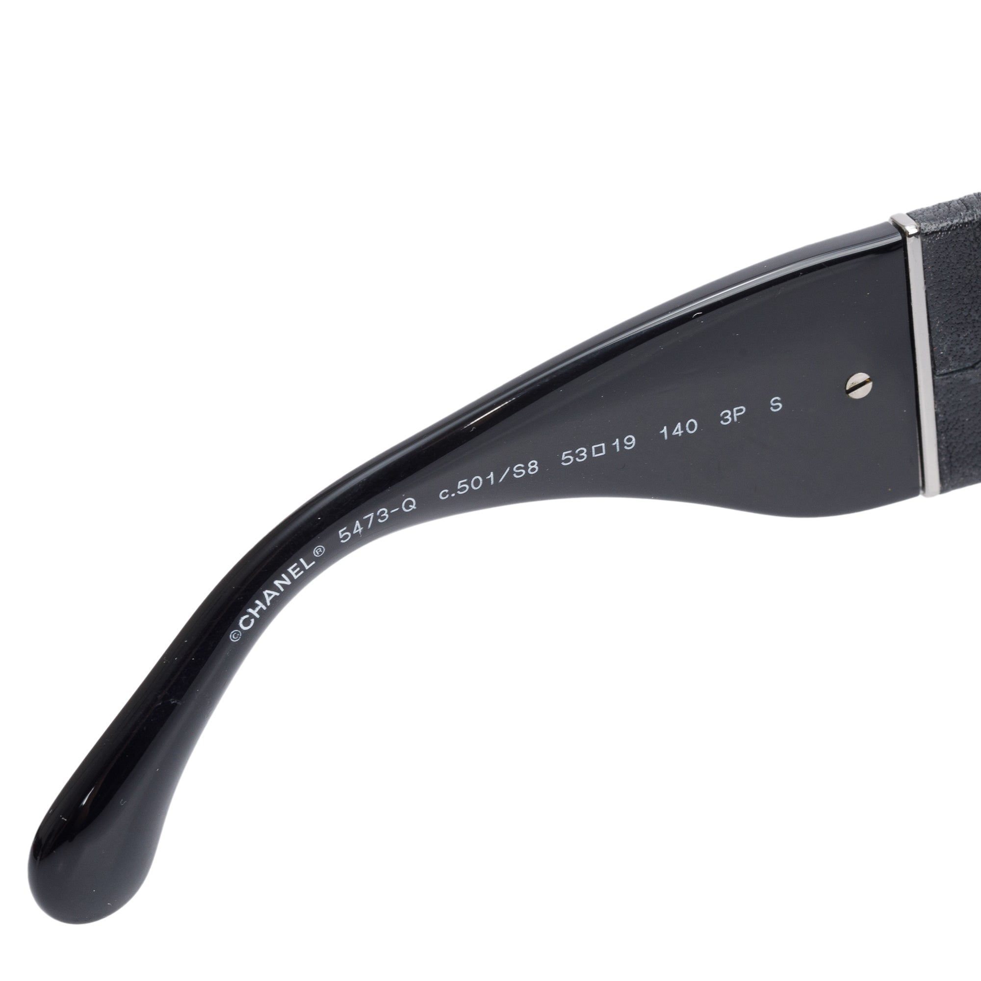 Chanel Black Acetate Calfskin Polarized Square Sunglasses 5473-Q w/ Box & Case