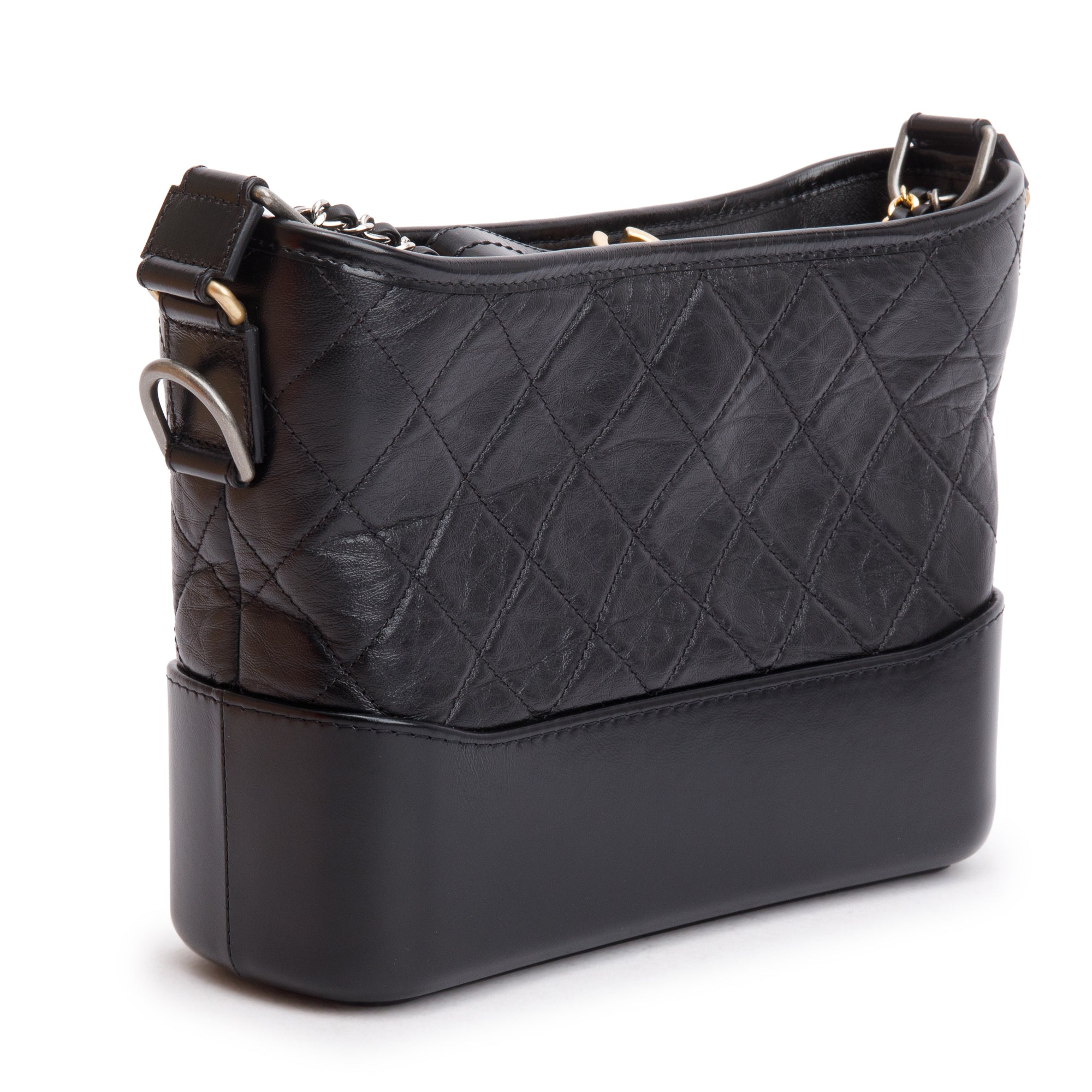 Chanel Black Aged Calfskin Leather Medium Gabrielle Hobo w/ Box & Authenticity Card