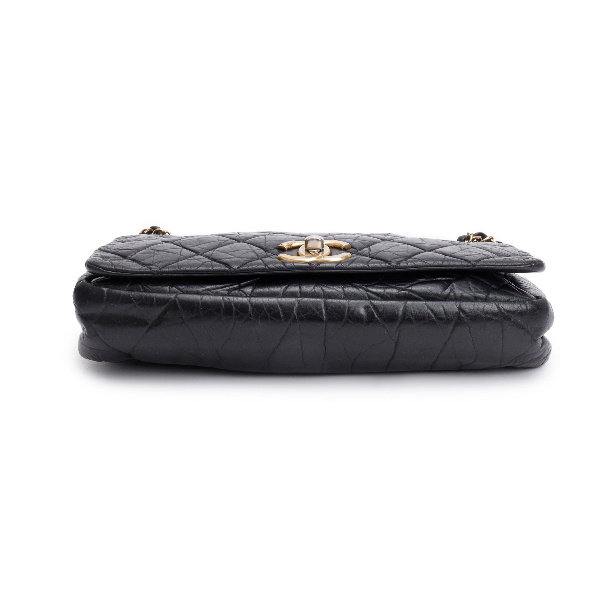 Chanel Black Aged Calfskin Leather Small Pondicherry Flap Bag