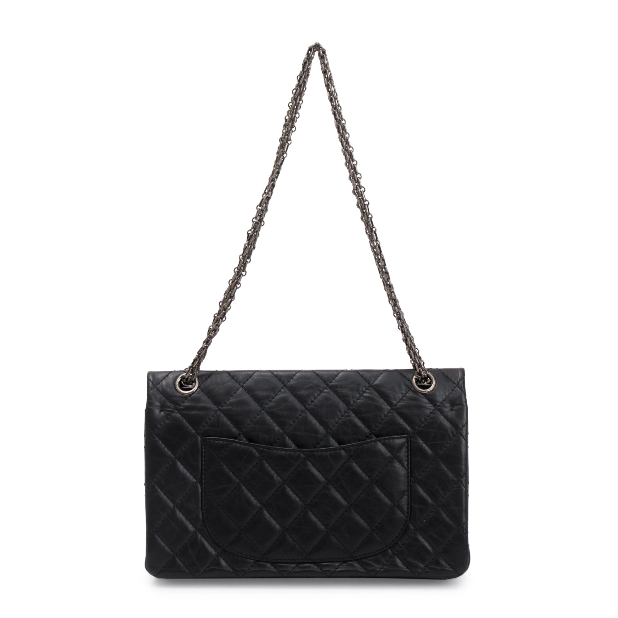 Chanel Black Calfskin Leather 2.55 Reissue 226 Double Flap Bag