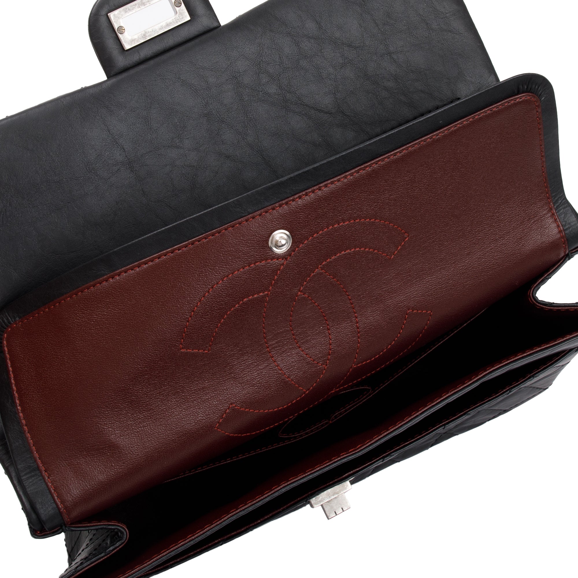 Chanel Black Calfskin Leather 2.55 Reissue 226 Double Flap Bag