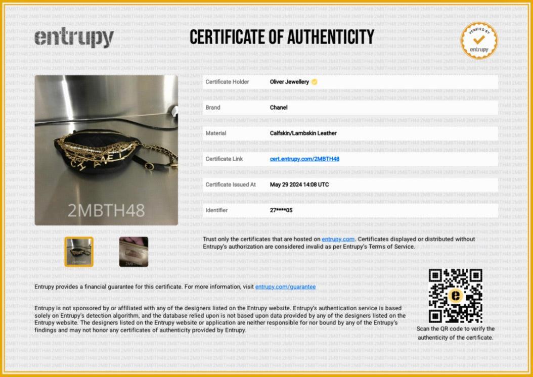 Chanel Black Calfskin Leather Faux Pearl All About Chains Waist Bag w/ Box & Authenticity Card