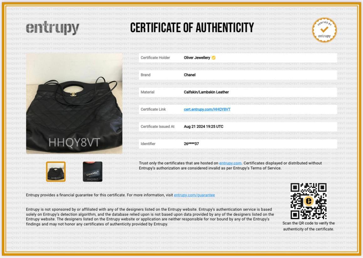 Chanel Black Calfskin Leather Large 31 Shopping Tote w/ Authenticity Card