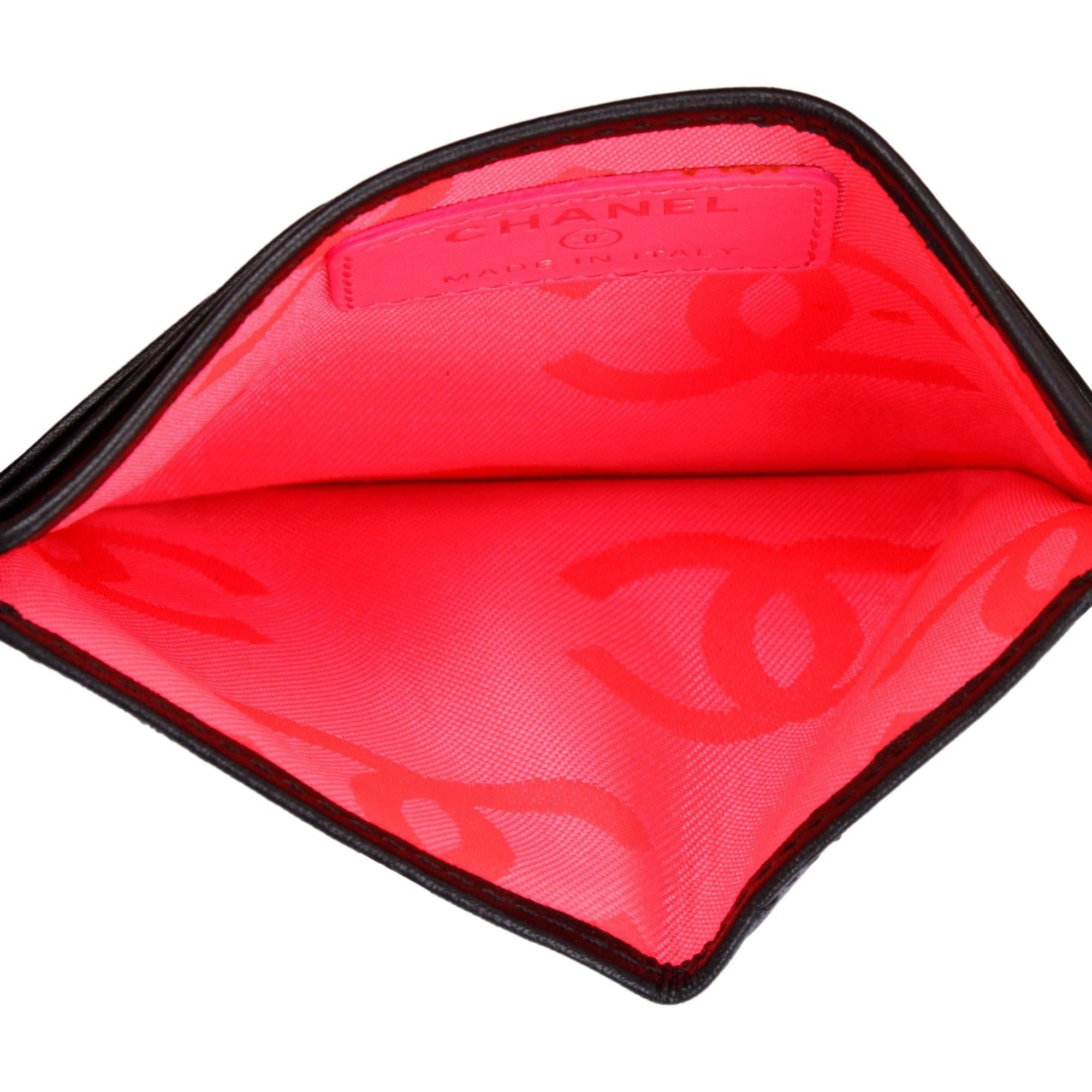 Chanel Black Calfskin Leather Ligne Cambon Card Holder w/ Box & Authenticity Card