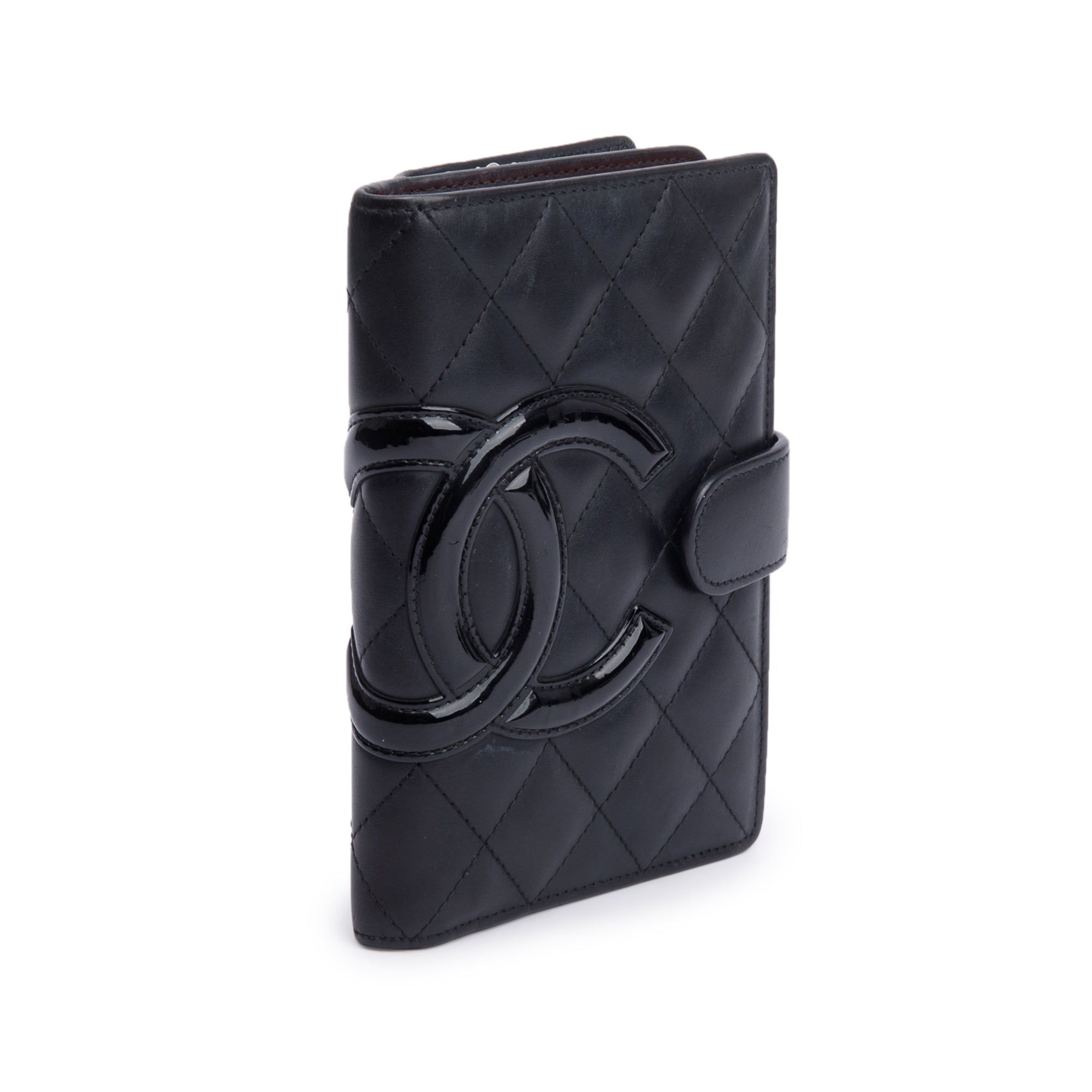 Chanel Black Calfskin Leather Ligne Cambon Compact Wallet w/ Authenticity Card