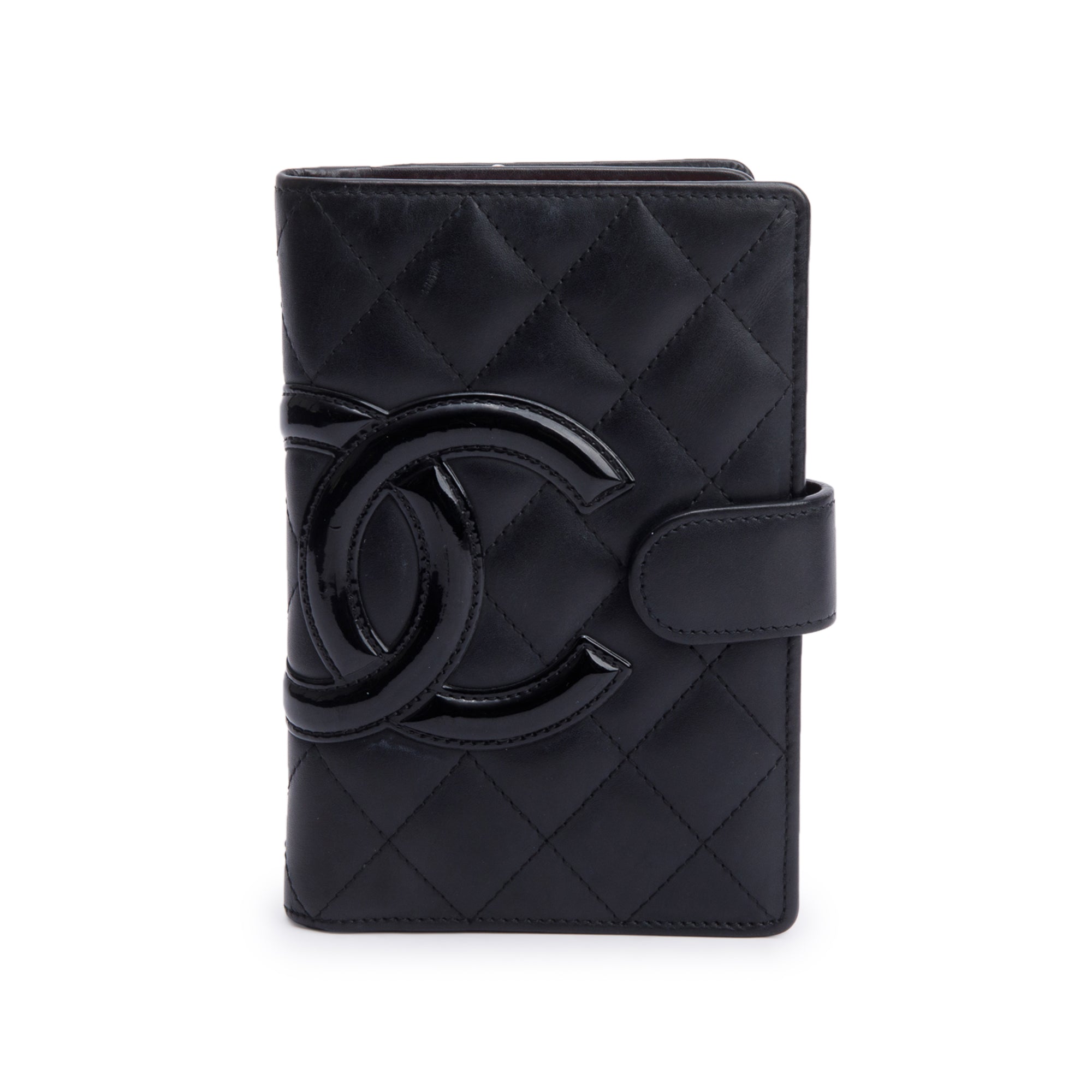 Chanel Black Calfskin Leather Ligne Cambon Compact Wallet w/ Authenticity Card