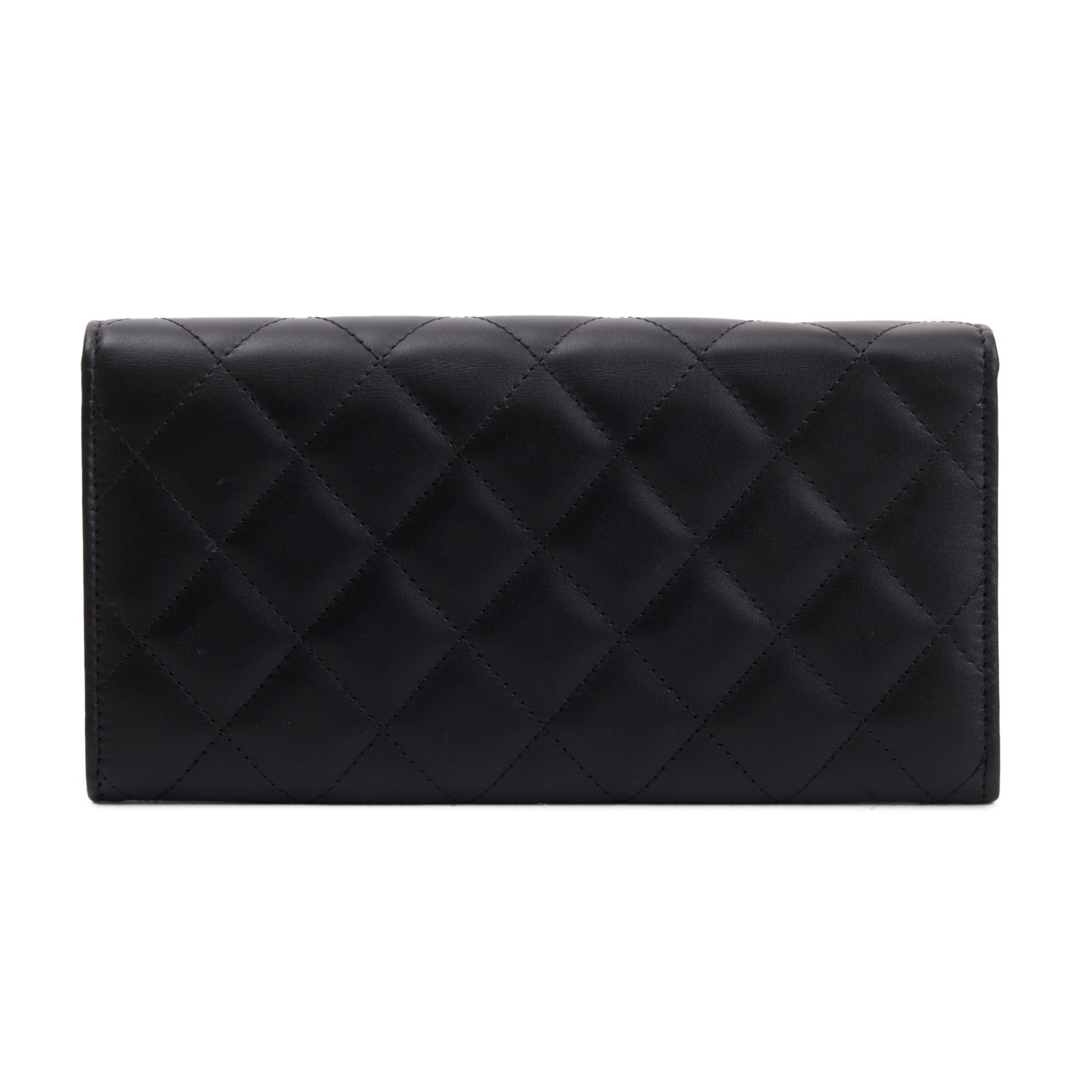 Chanel Black Calfskin Leather Ligne Cambon Continental Flap Wallet w/ Box & Authenticity Card