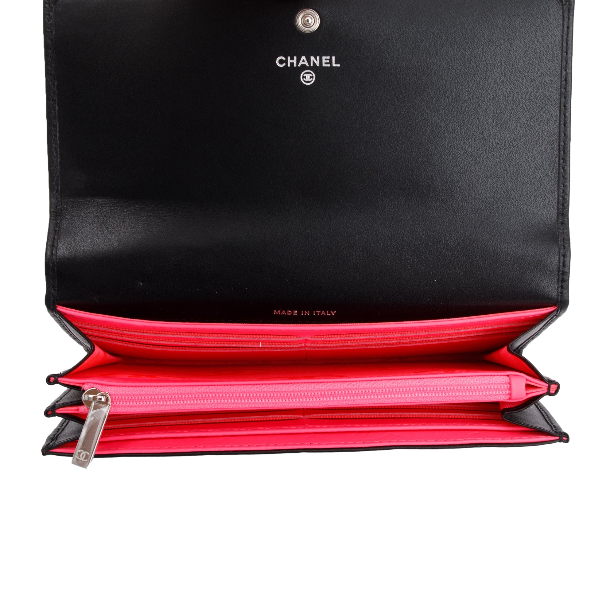 Chanel Black Calfskin Leather Ligne Cambon Continental Flap Wallet w/ Box & Authenticity Card