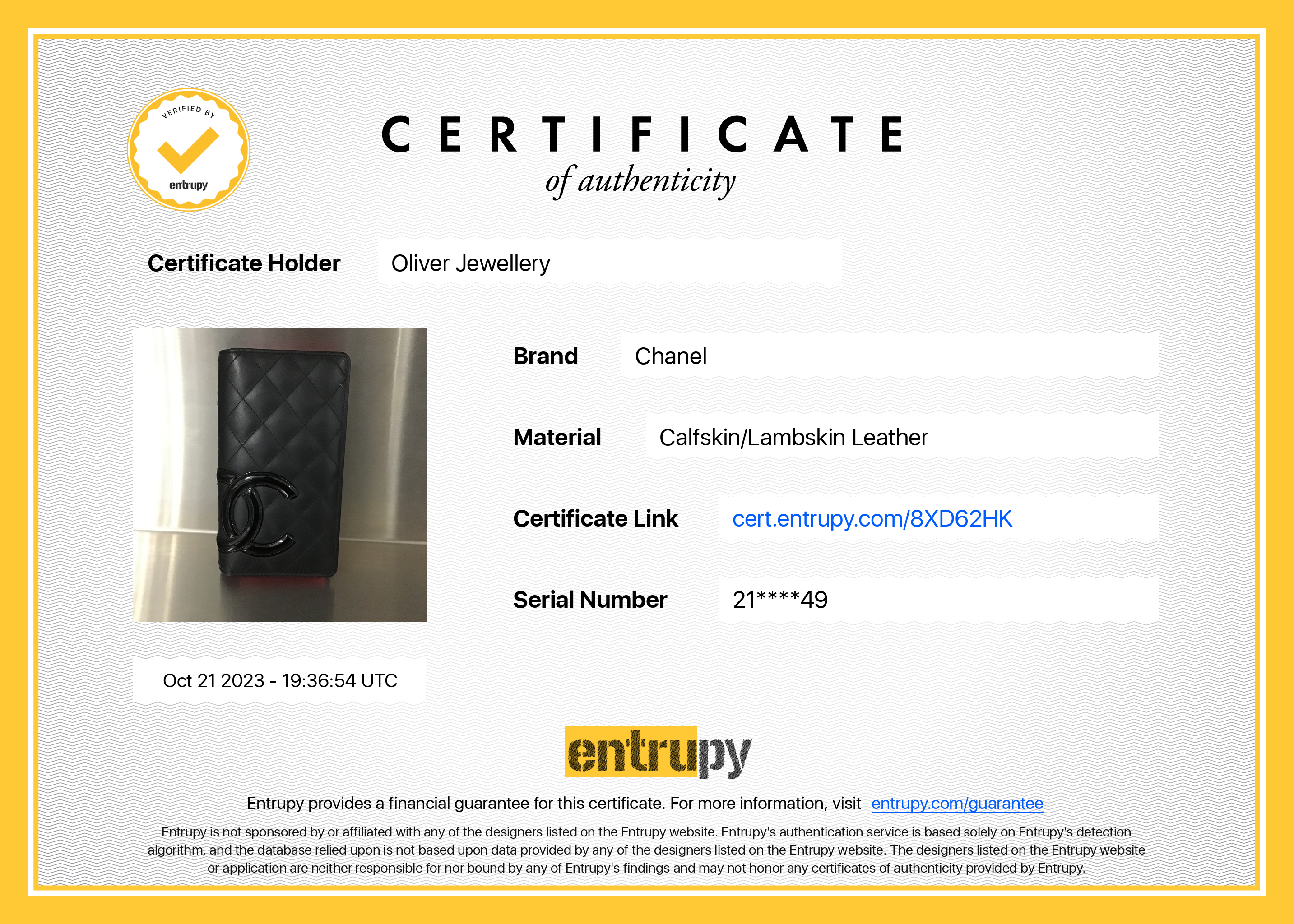 Chanel Black Calfskin Leather Ligne Cambon Yen Wallet