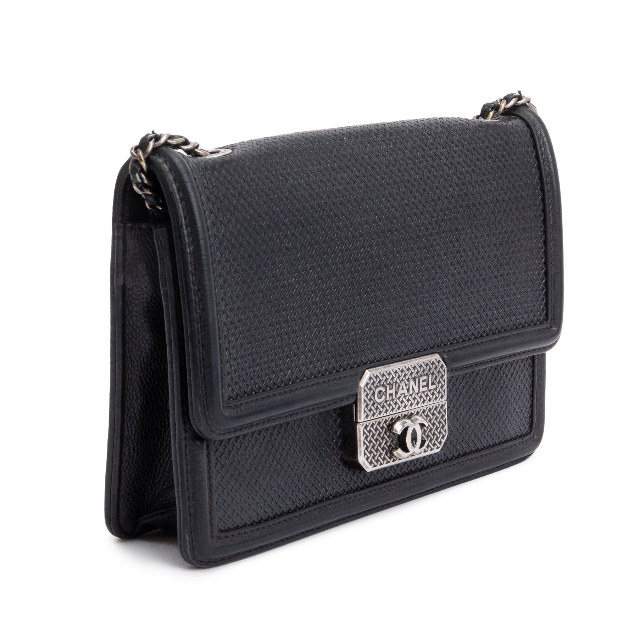 Chanel Black Calfskin Leather Micro Retro Flap Bag w/ Authenticity Card