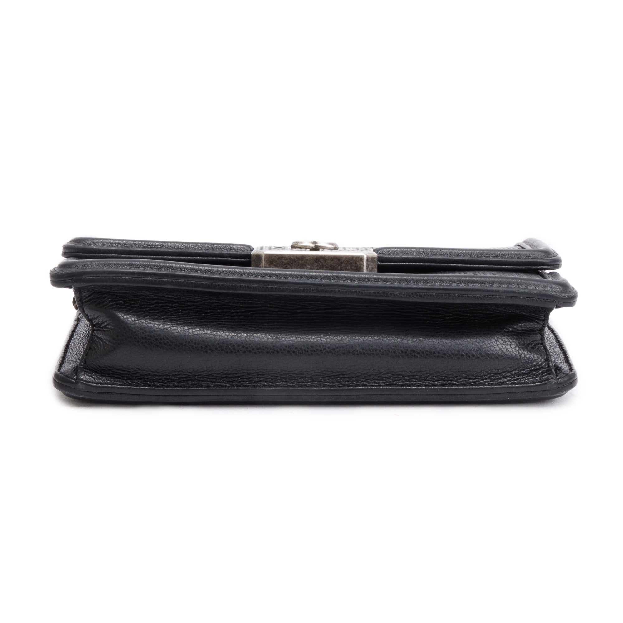 Chanel Black Calfskin Leather Micro Retro Flap Bag w/ Authenticity Card