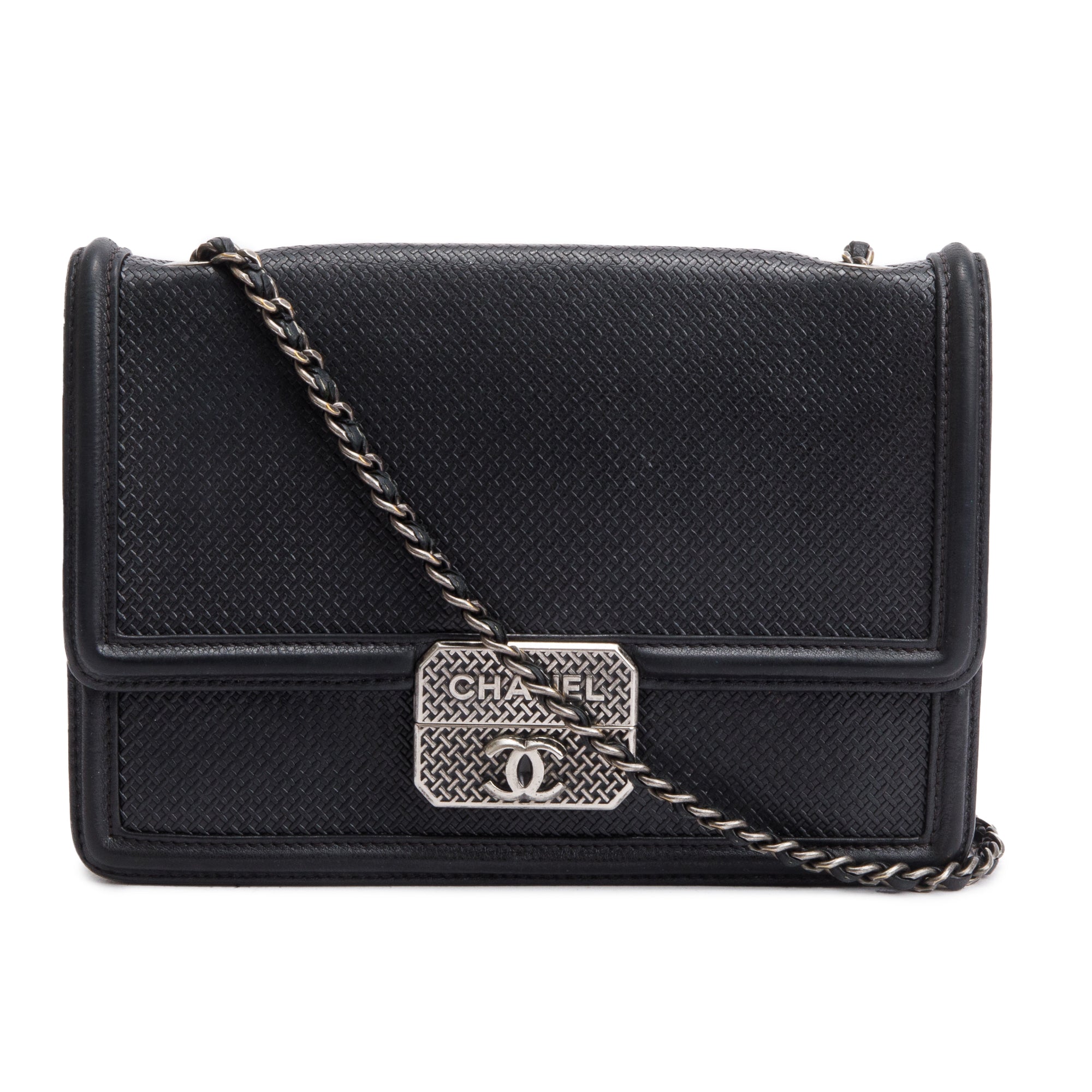 Chanel Black Calfskin Leather Micro Retro Flap Bag w/ Authenticity Card