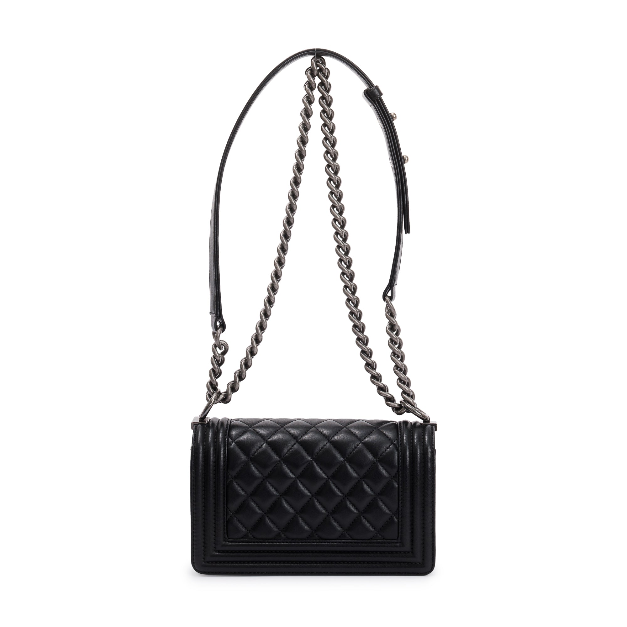 Chanel Black Calfskin Leather Small Boy Bag w/ Box & Authenticity Card