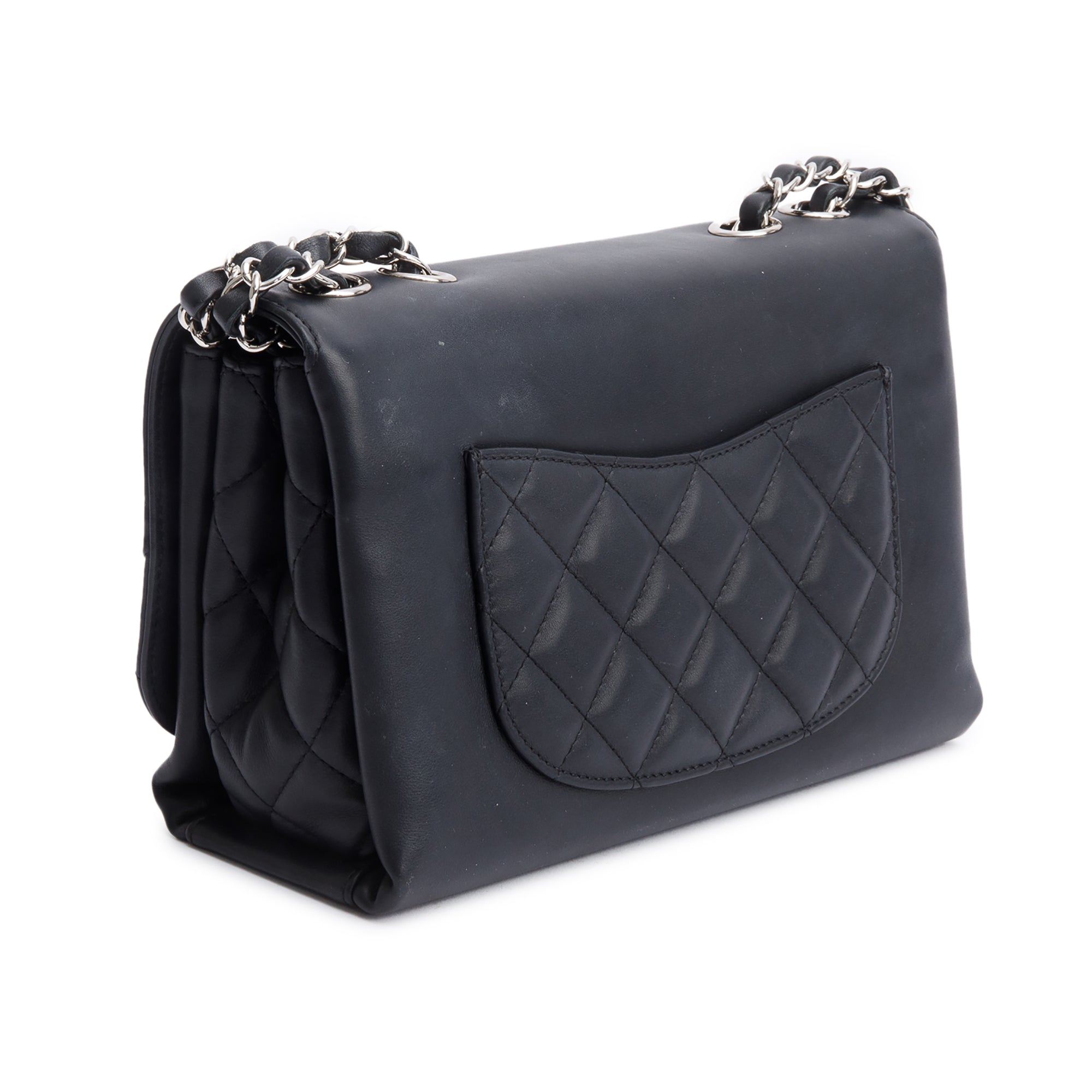 Chanel Black Calfskin Leather Small Tramezzo Flap Bag w/ Box, Receipt & Authenticity Card