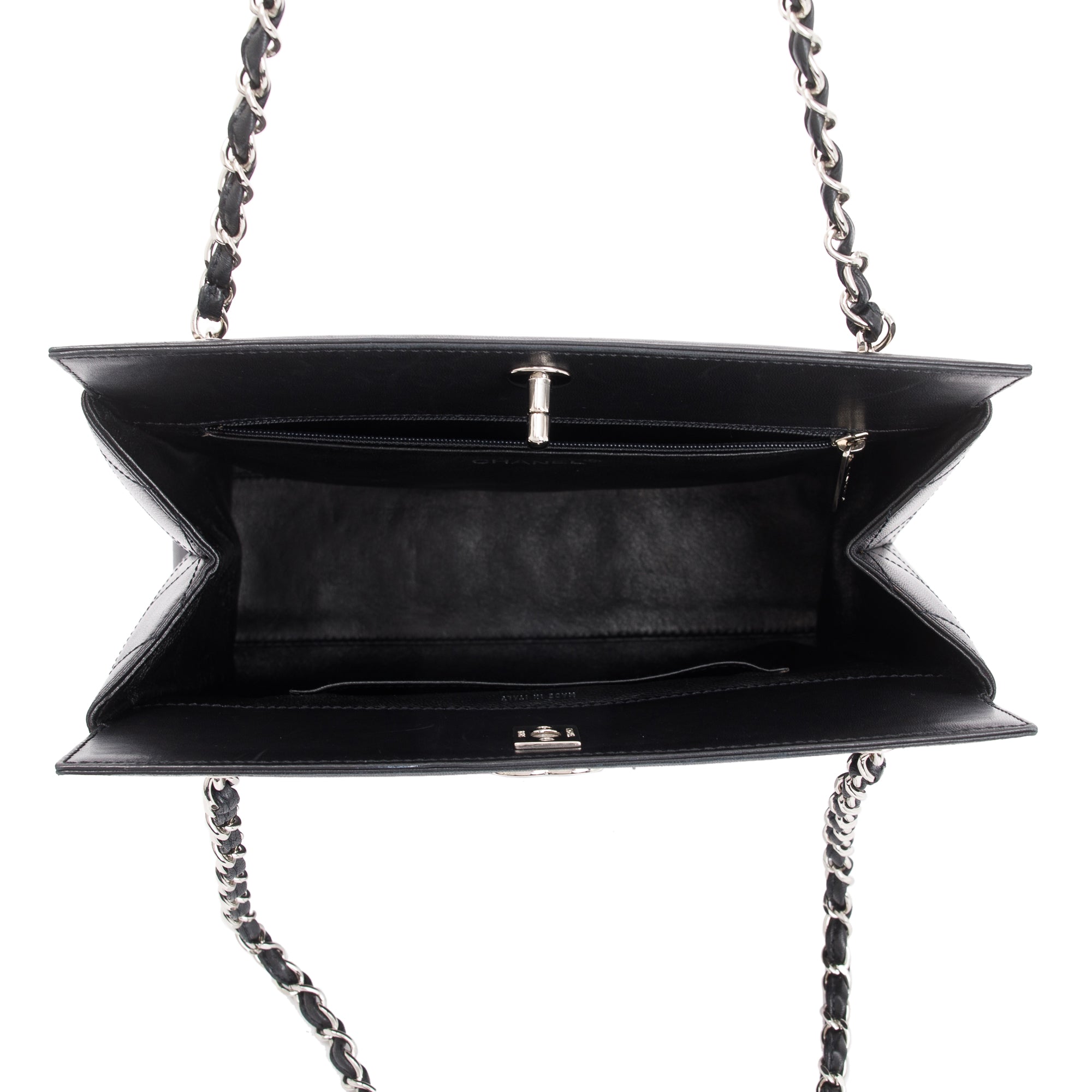 Chanel Black Calfskin Leather Turn-Lock CC Small Chain Tote