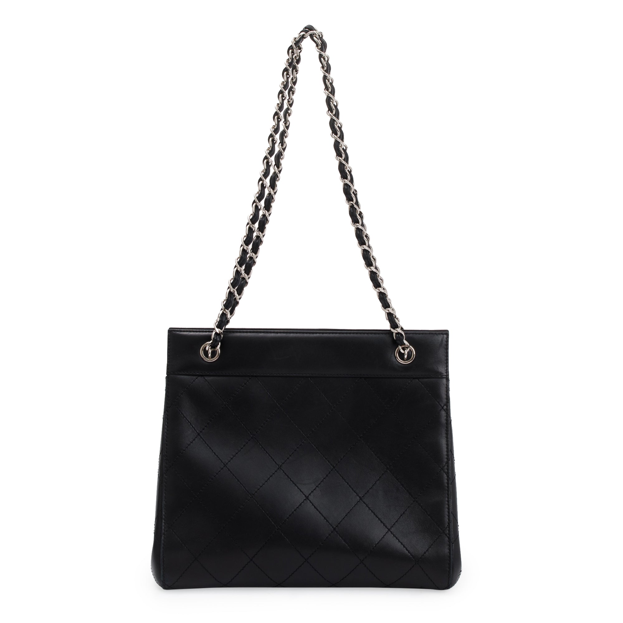 Chanel Black Calfskin Leather Turn-Lock CC Small Chain Tote
