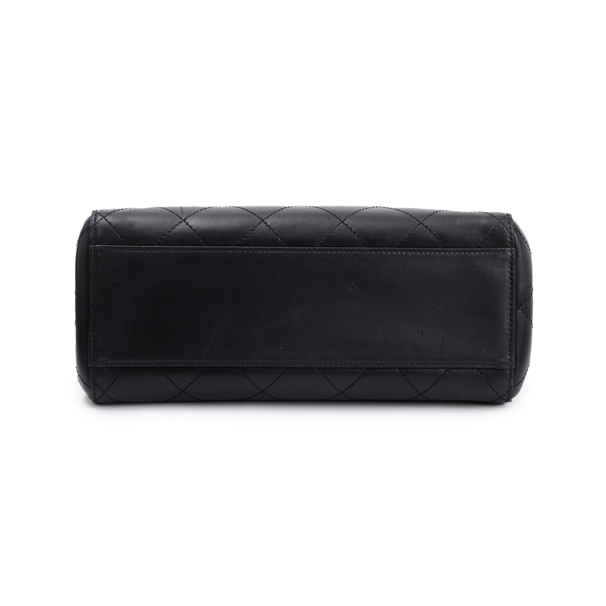 Chanel Black Calfskin Leather Turn-Lock CC Small Chain Tote