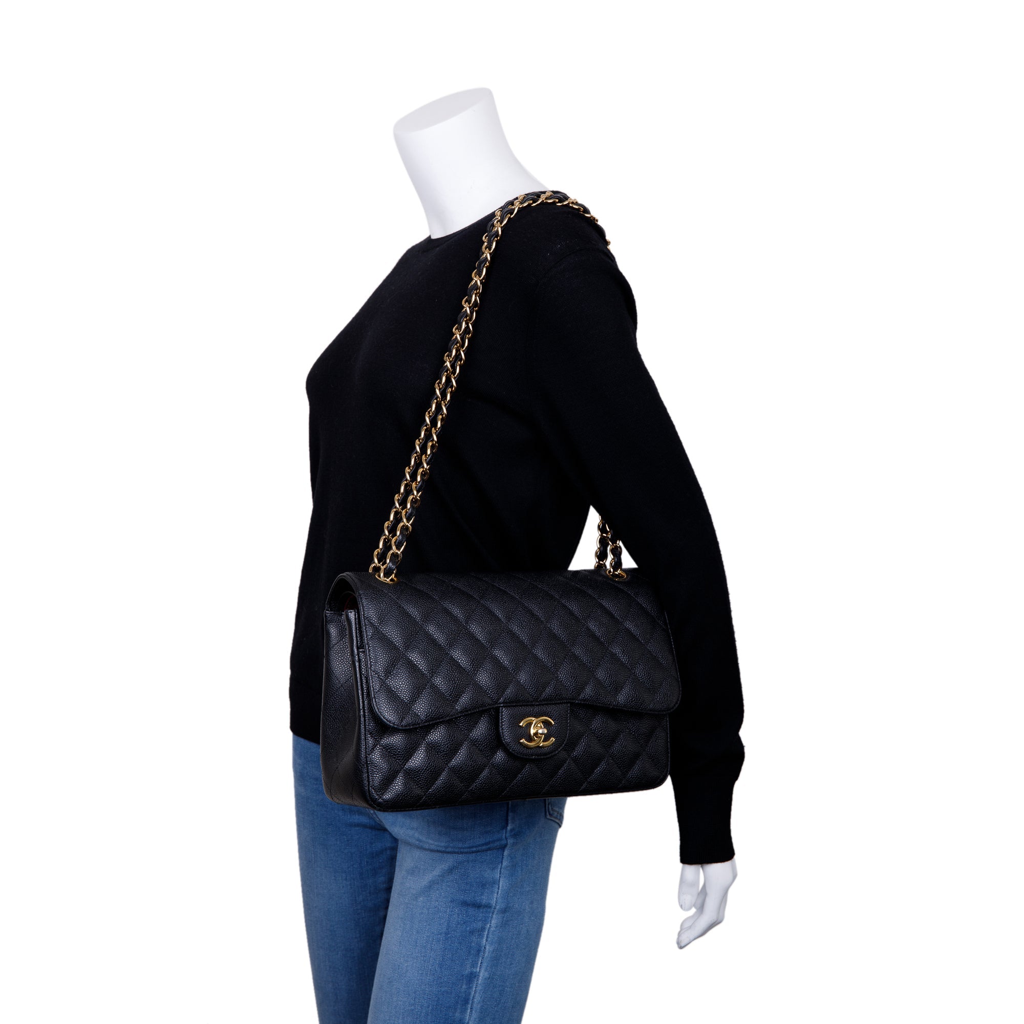 Chanel Black Caviar Classic Jumbo Double Flap Bag – Oliver Jewellery