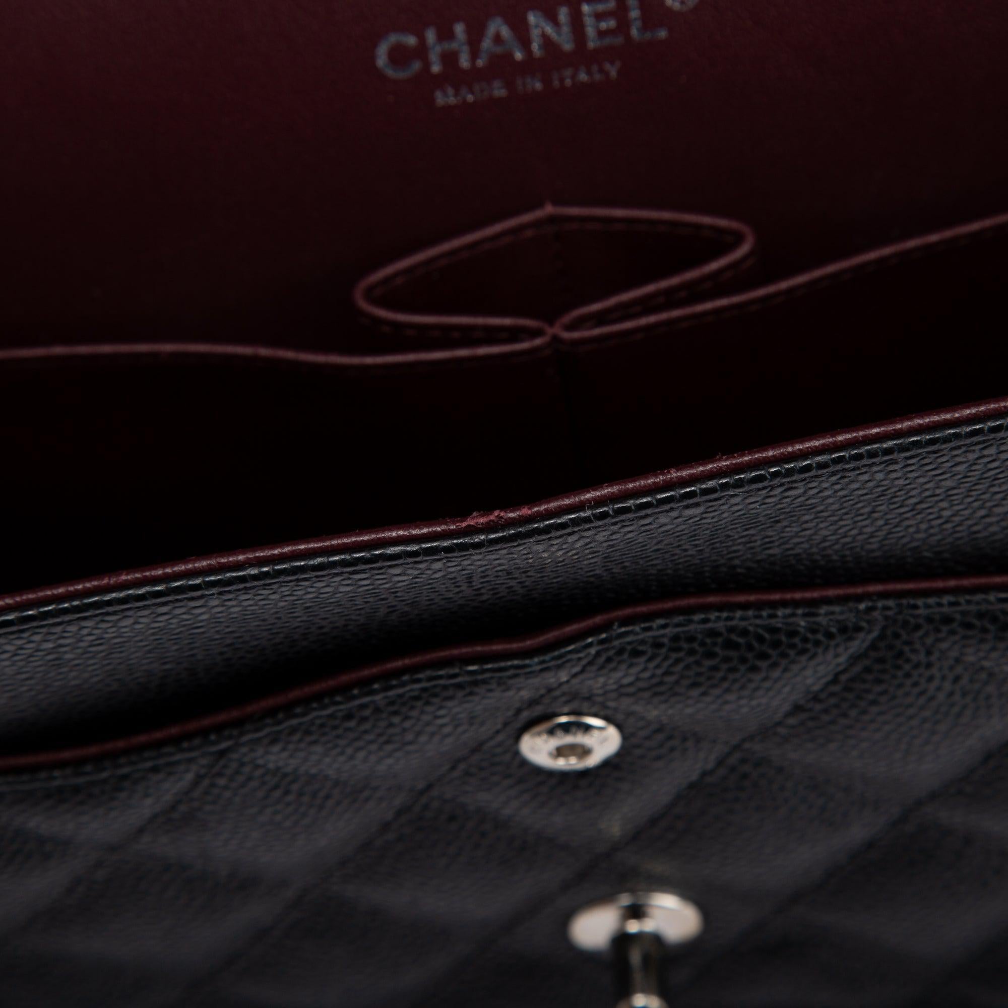 Chanel Black Caviar Classic Jumbo Double Flap Bag w/ Box