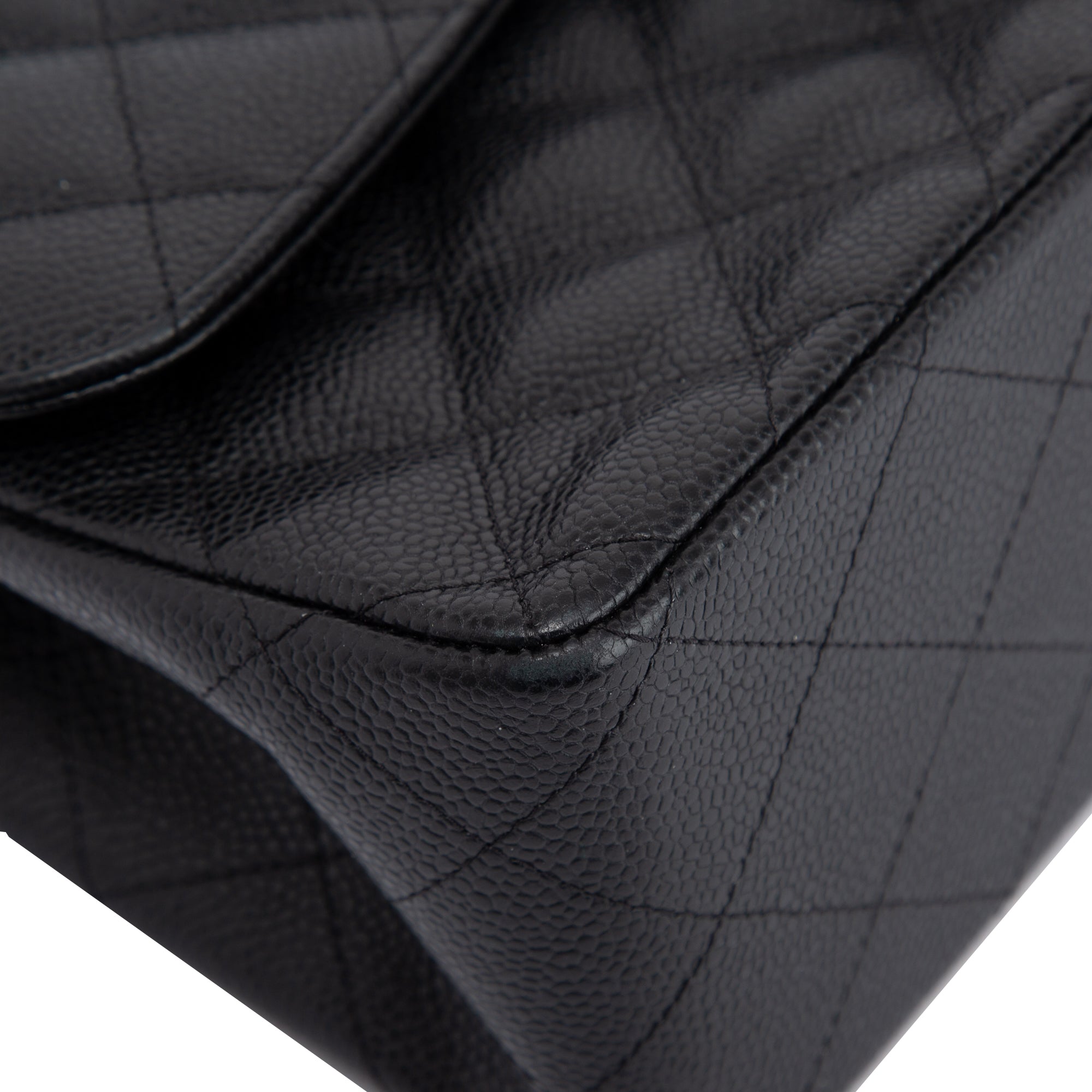 Chanel Black Caviar Classic Jumbo Double Flap Bag w/ Box