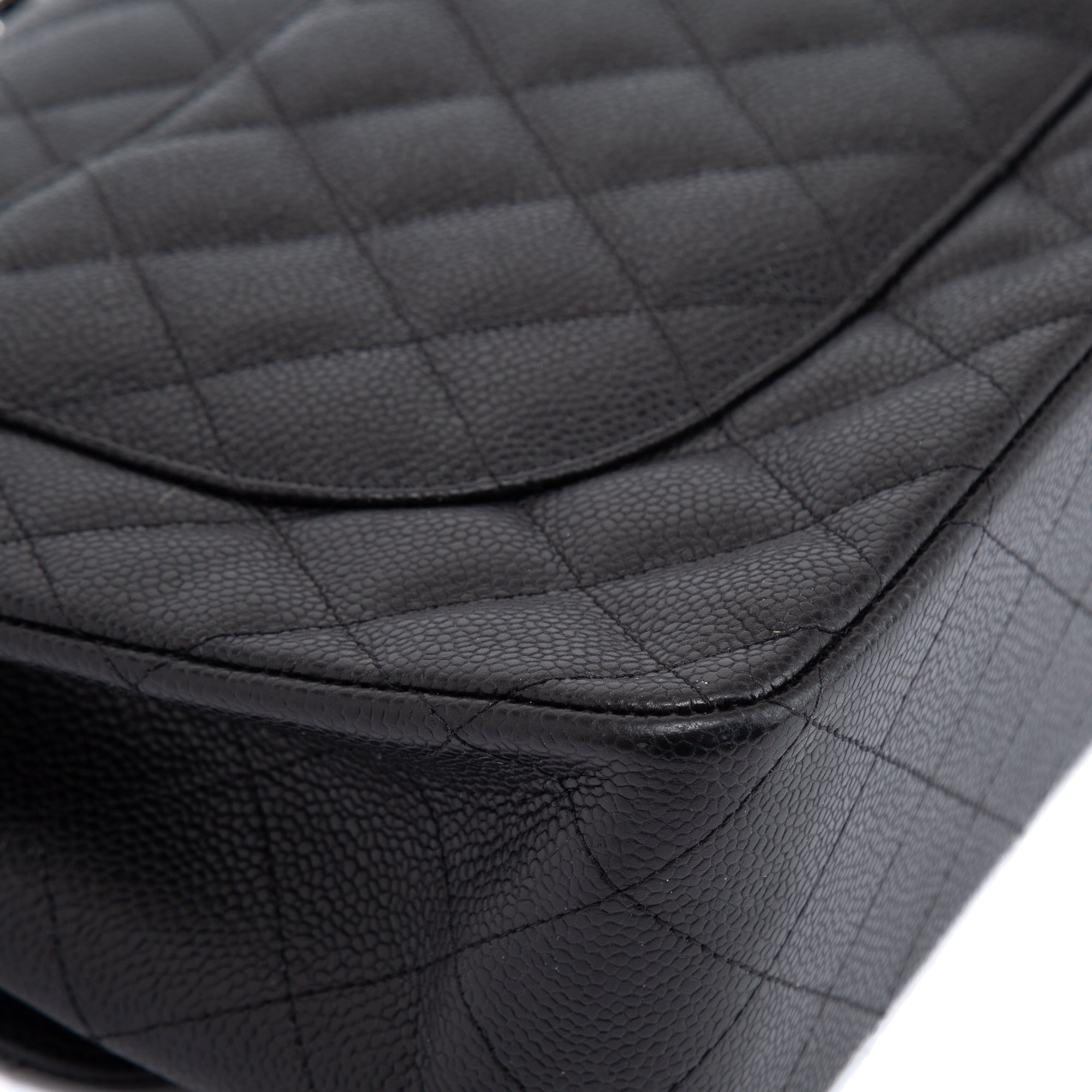 Chanel Black Caviar Classic Jumbo Double Flap Bag w/ Box