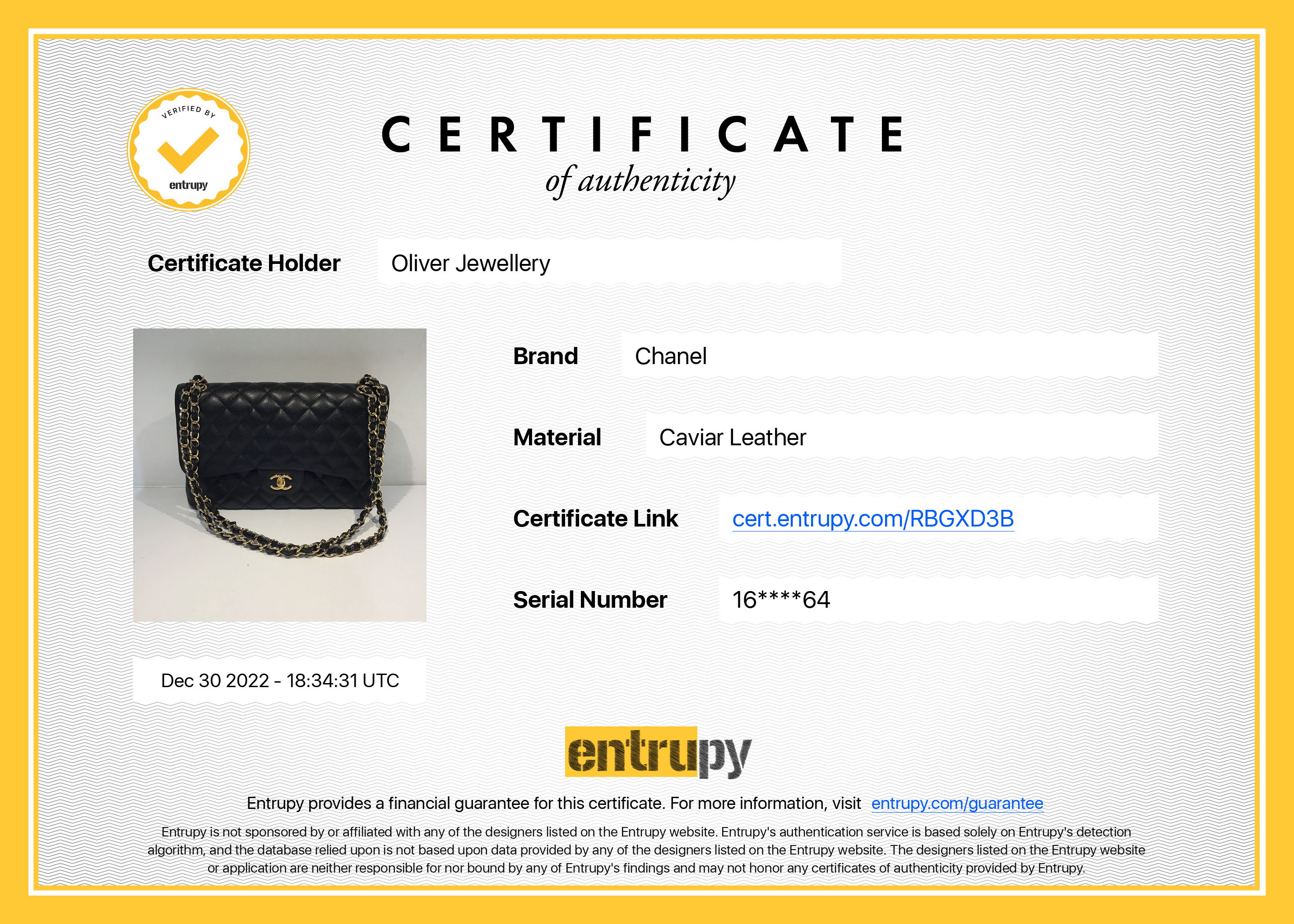 Chanel Black Caviar Classic Jumbo Double Flap Bag w/ Box