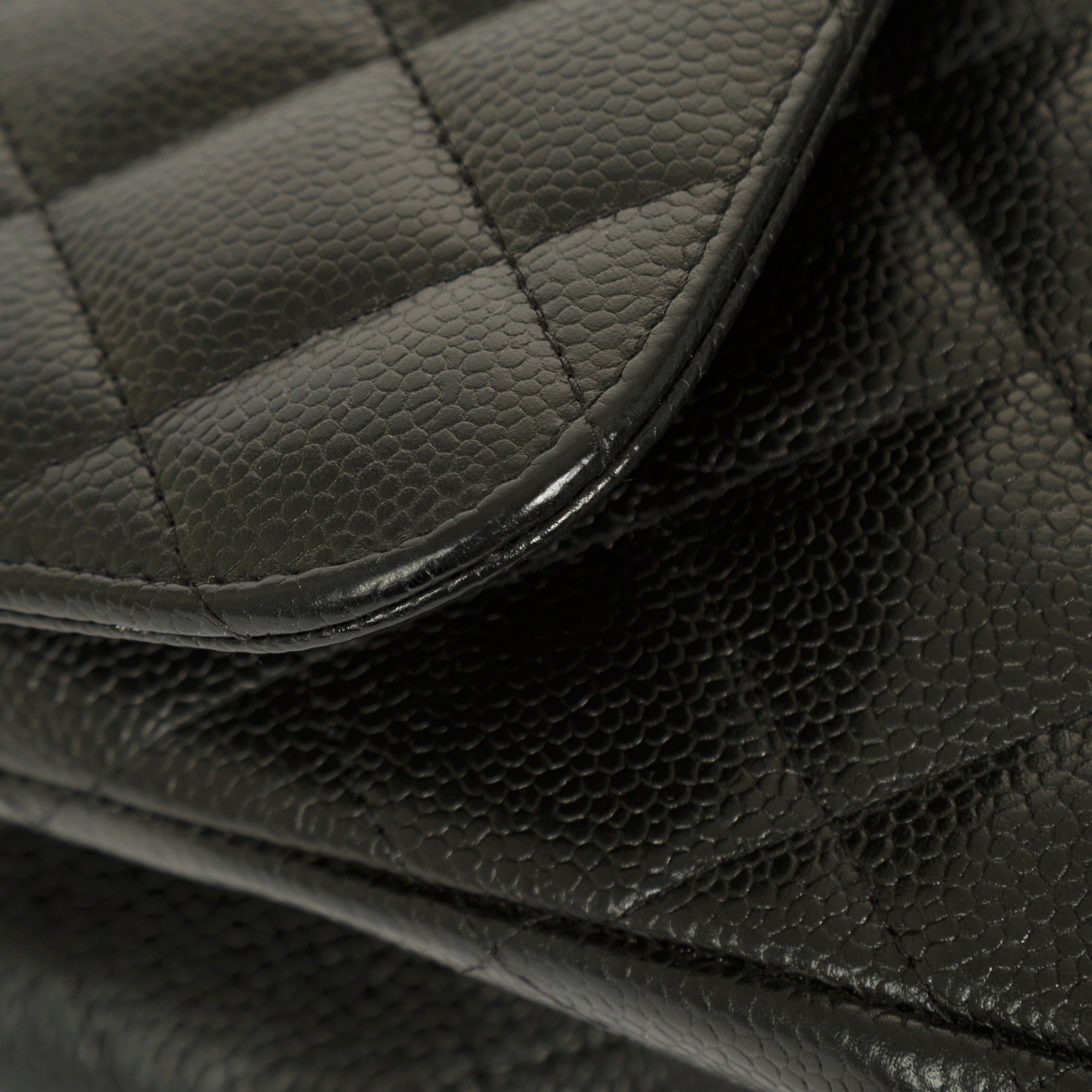 Chanel Black Caviar Classic Jumbo Double Flap Bag w/ Box & Authenticity Card