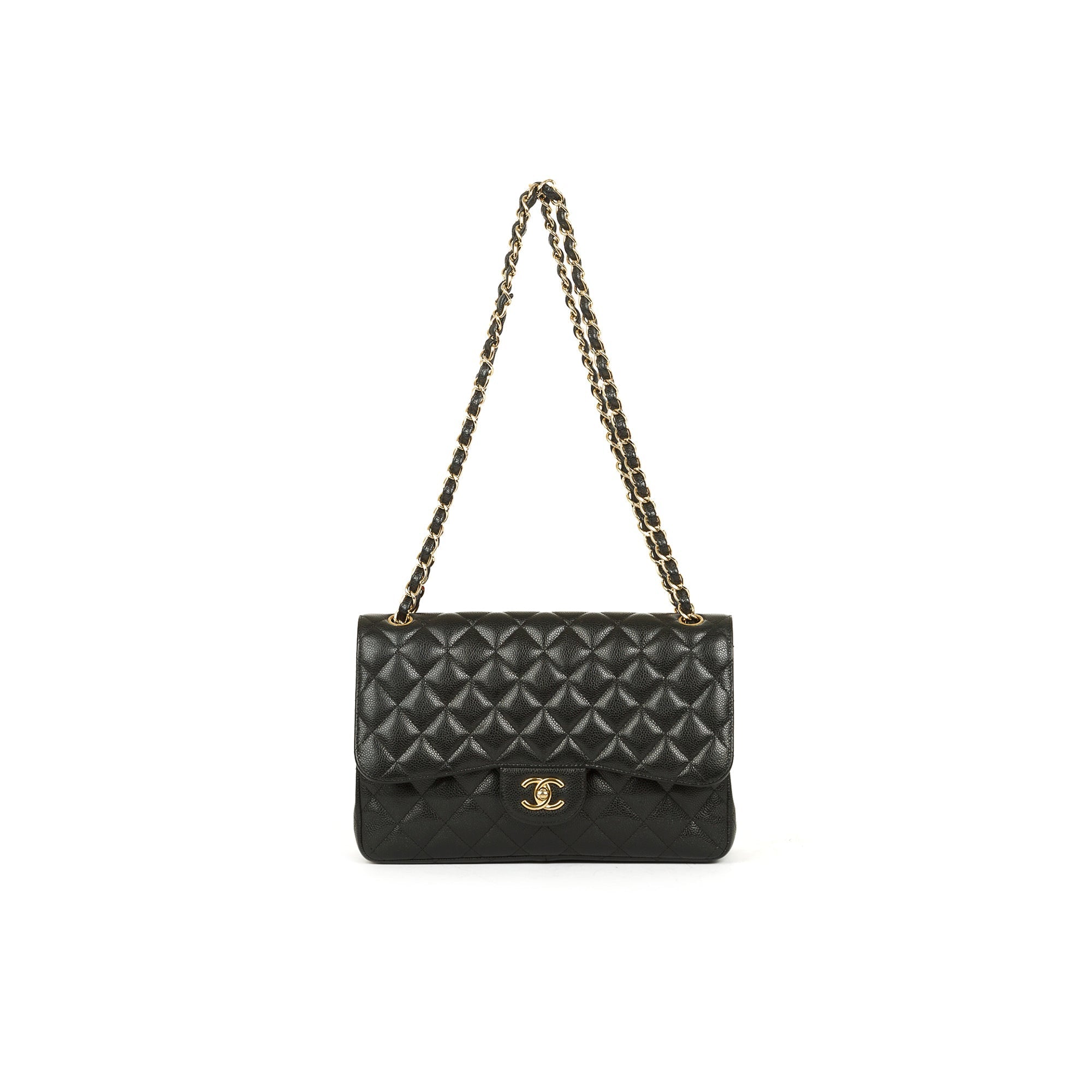 Chanel Black Caviar Classic Jumbo Double Flap Bag w/ Box & Authenticity Card